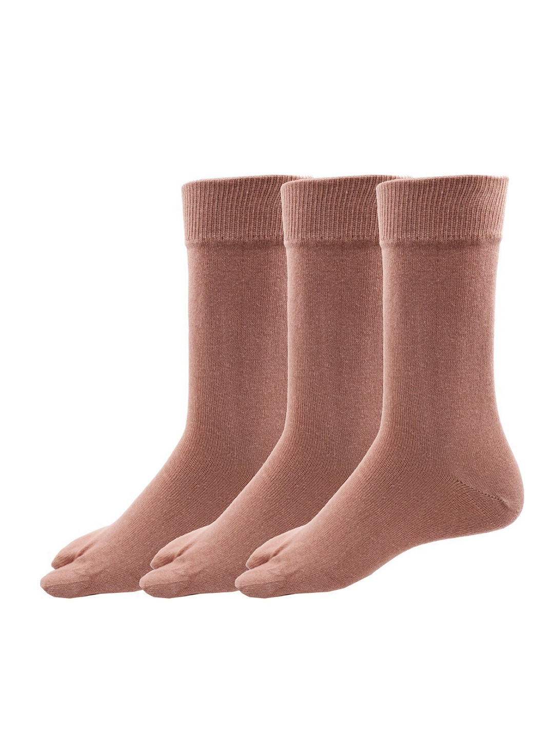 

RC. ROYAL CLASS Women Pack Of 3 Fawn Solid Cotton Socks, Beige