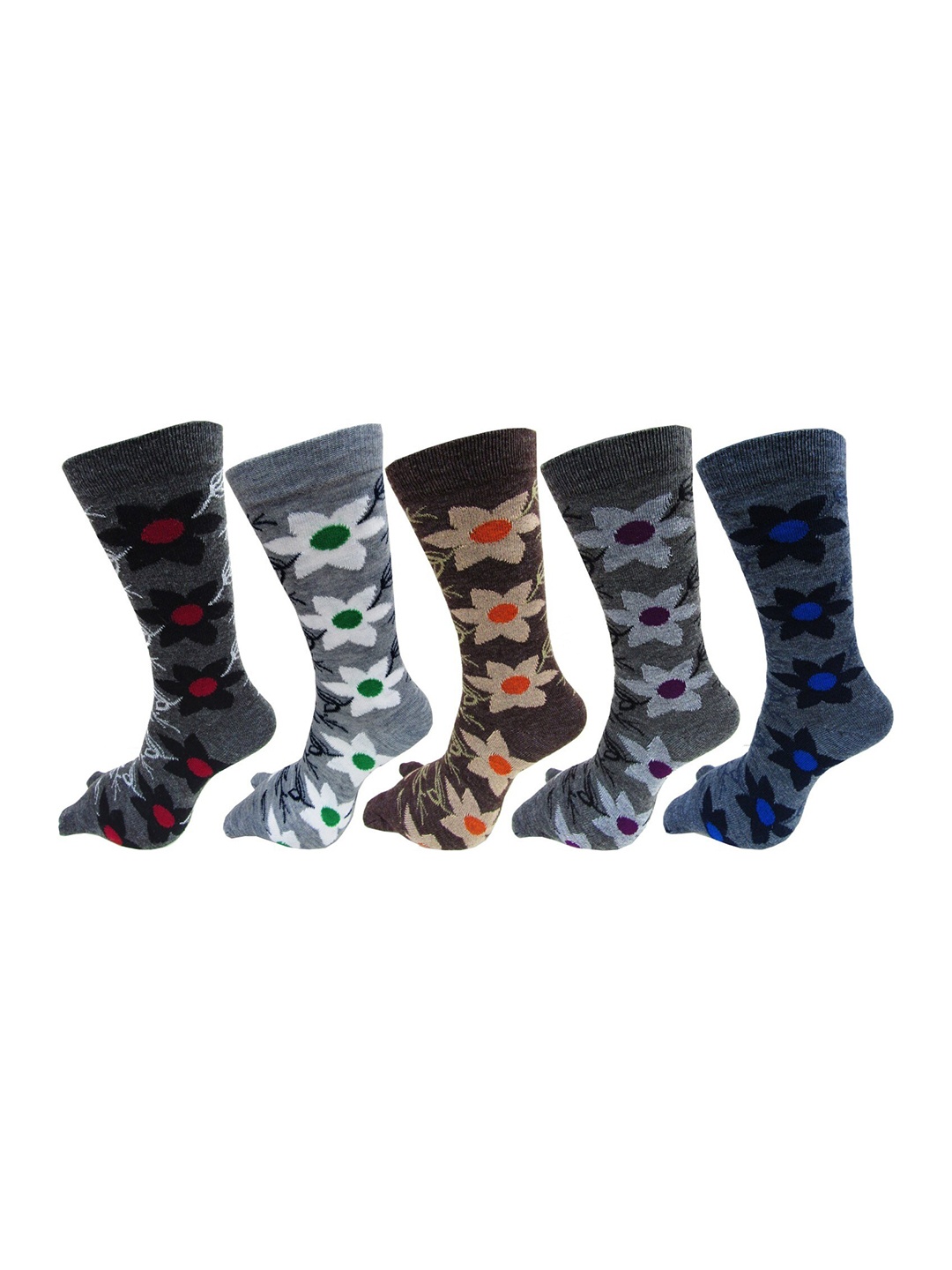 

RC. ROYAL CLASS Women Pack Of 5 Patterned Ankle-Length Socks, Grey