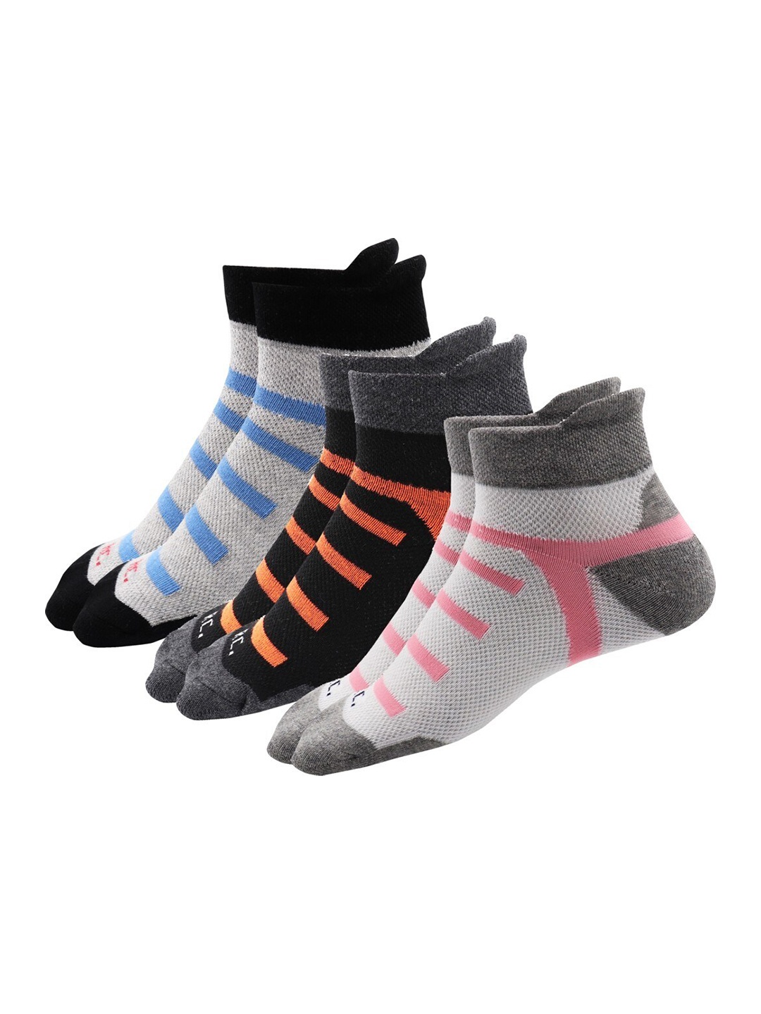 

RC. ROYAL CLASS Women Pack Of 3 Patterned Cotton Ankle-Length Socks, Grey