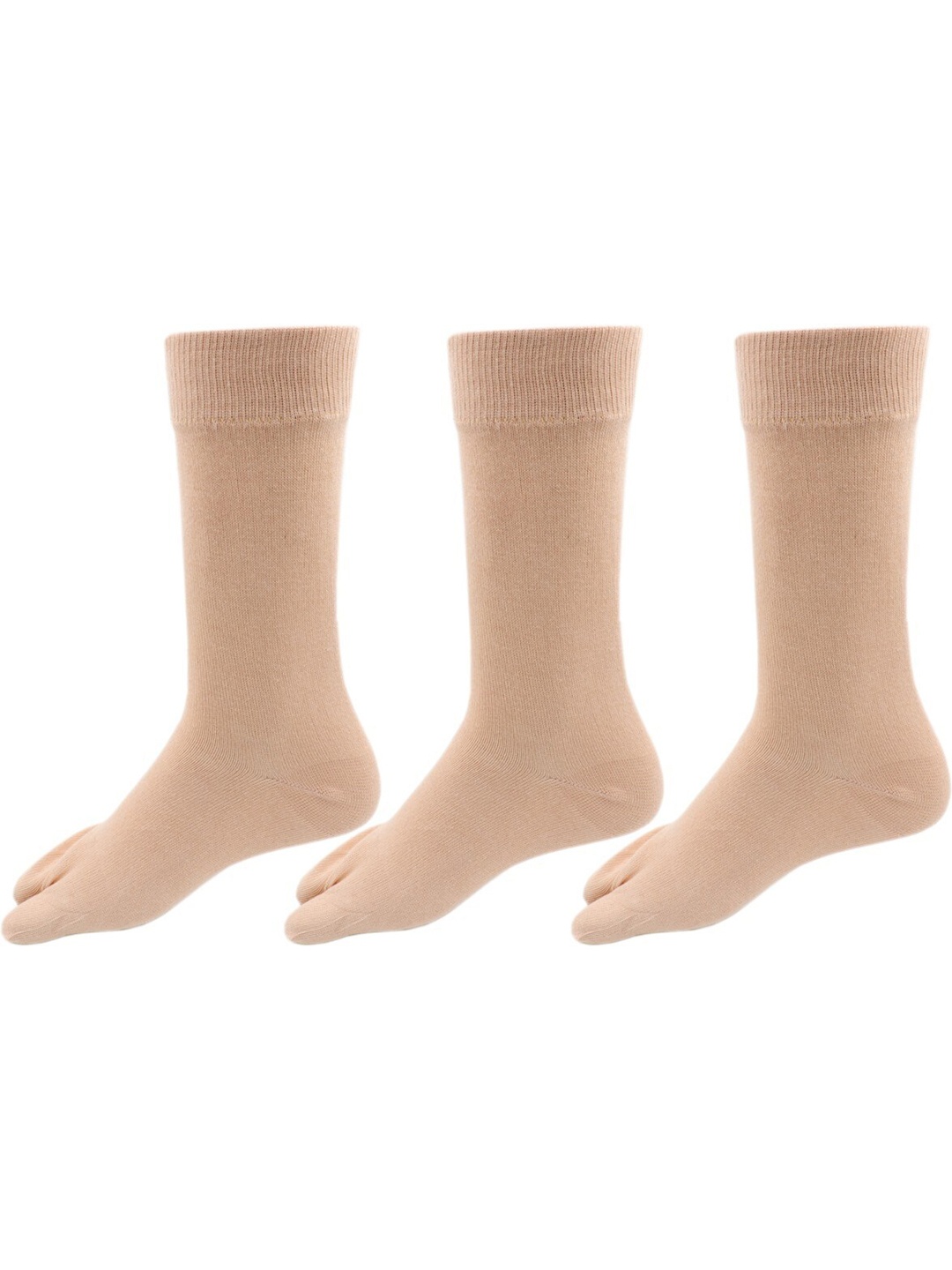 

RC. ROYAL CLASS Women Pack Of 3 Beige Solid Cotton Calf-Length Socks