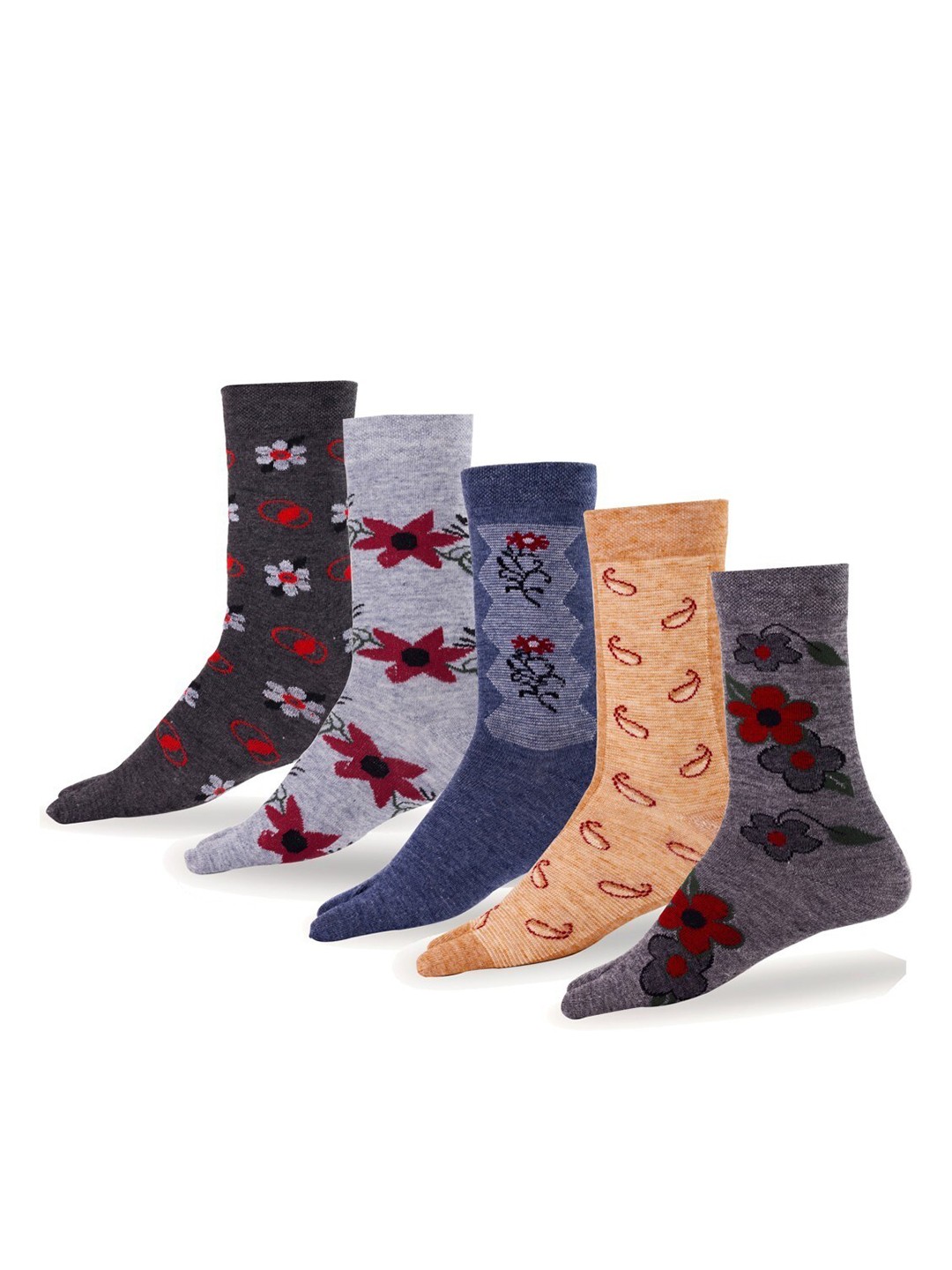 

RC. ROYAL CLASS Women Pack Of 5 Patterned Ankle-Length Socks, Grey