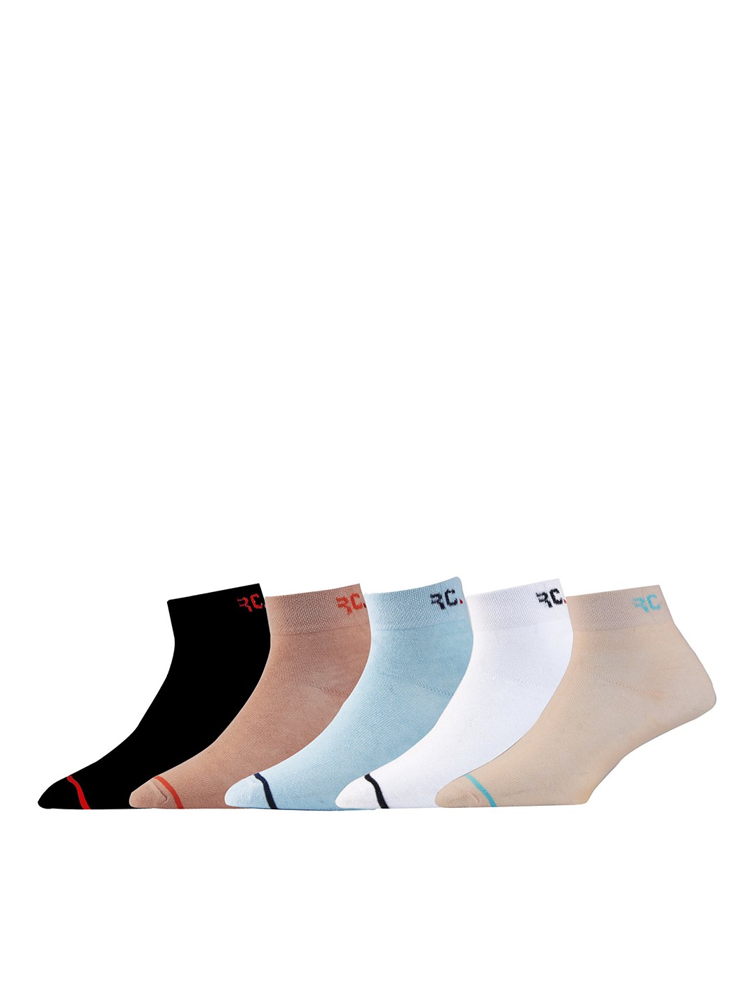 

RC. ROYAL CLASS Women Pack Of 5 Patterned Cotton Ankle-Length Socks, White