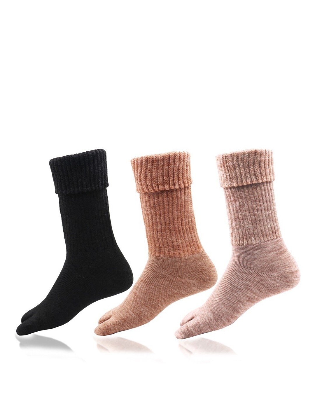 

RC. ROYAL CLASS Women Pack Of 3 Solid Calf Length Woolen Socks, Black