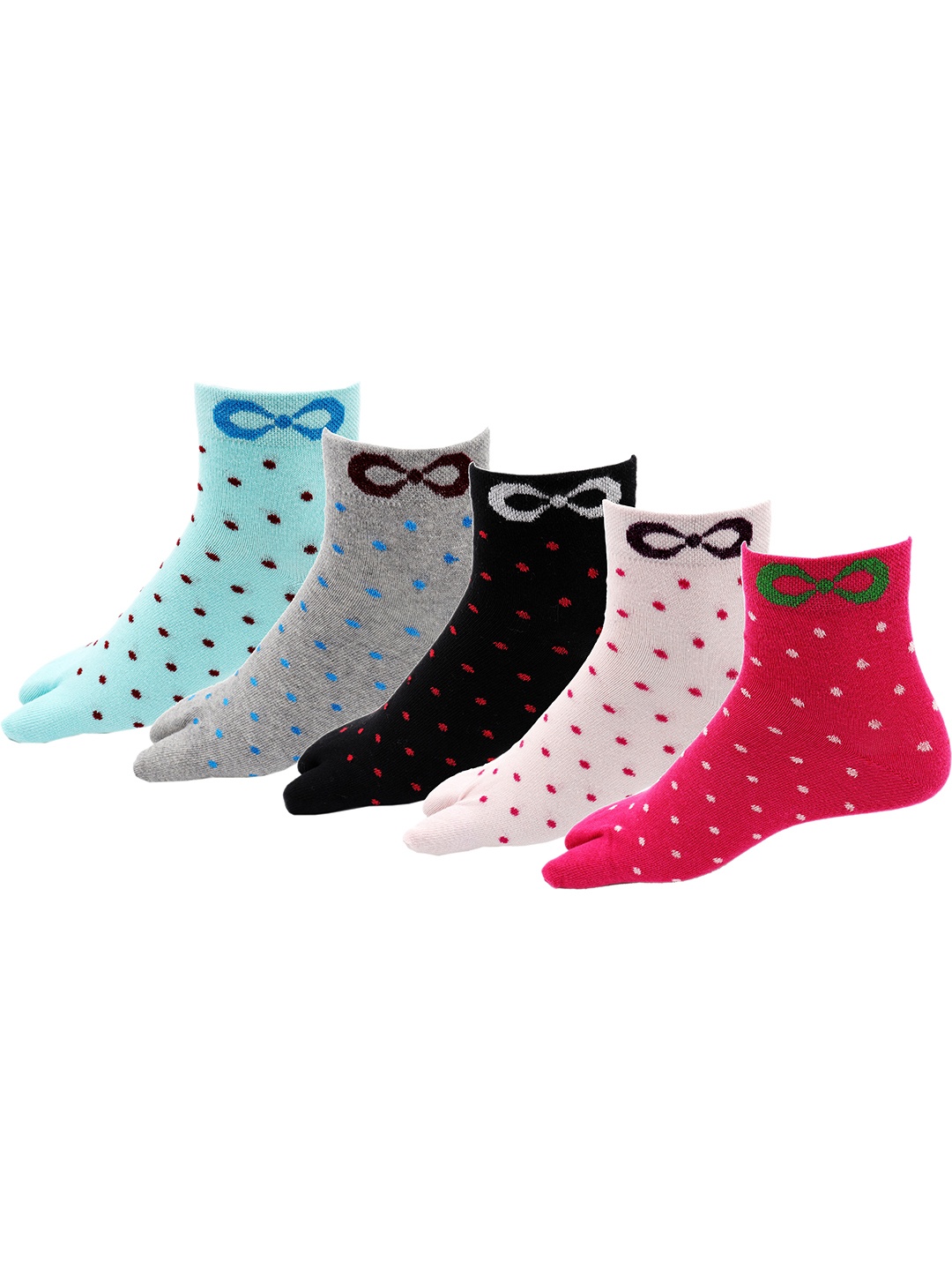 

RC. ROYAL CLASS Women Pack Of 5 Patterned Cotton Ankle-Length Socks, Pink
