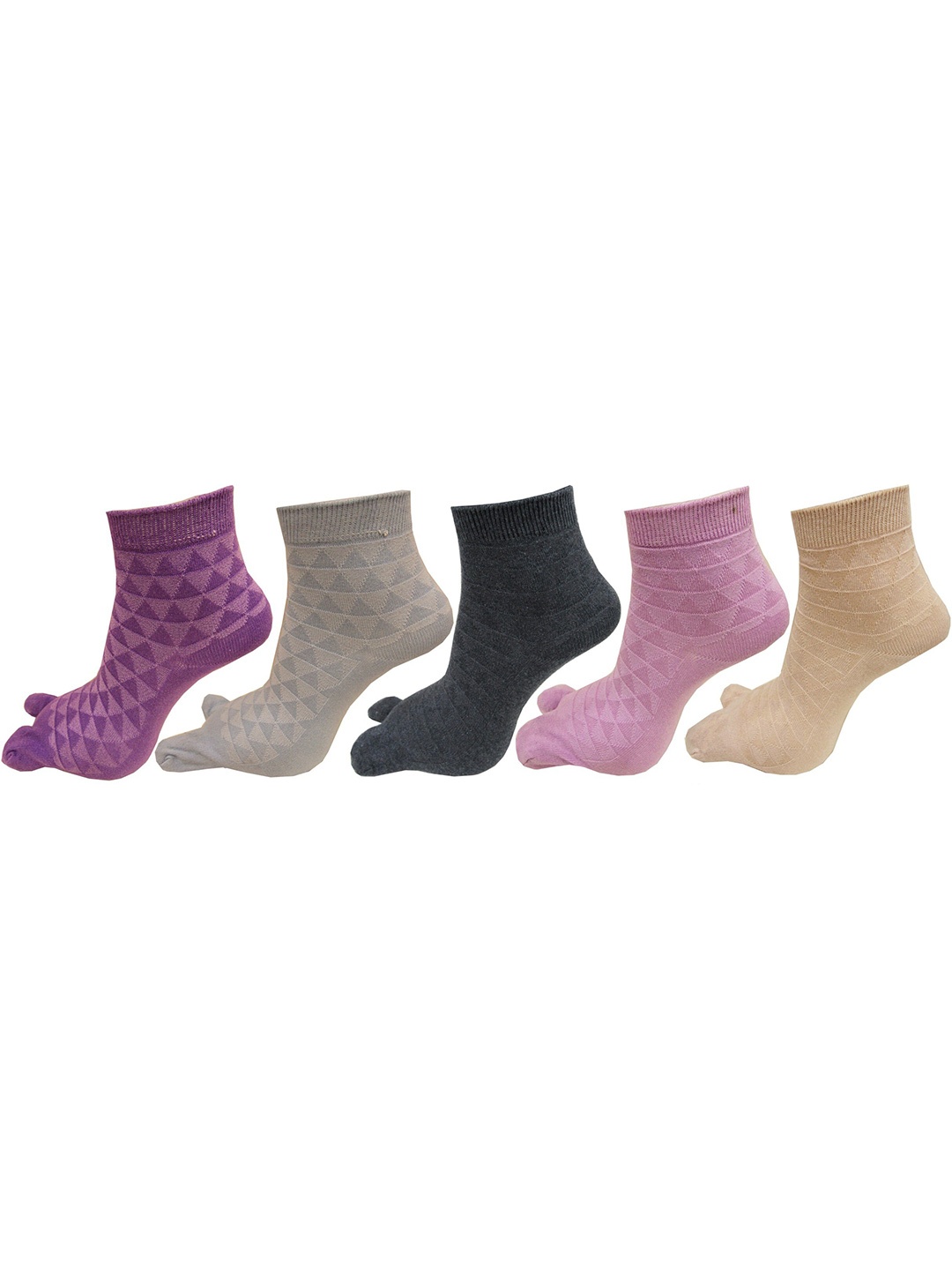 

RC. ROYAL CLASS Women Pack Of 5 Patterned Cotton Ankle-Length Socks, Purple