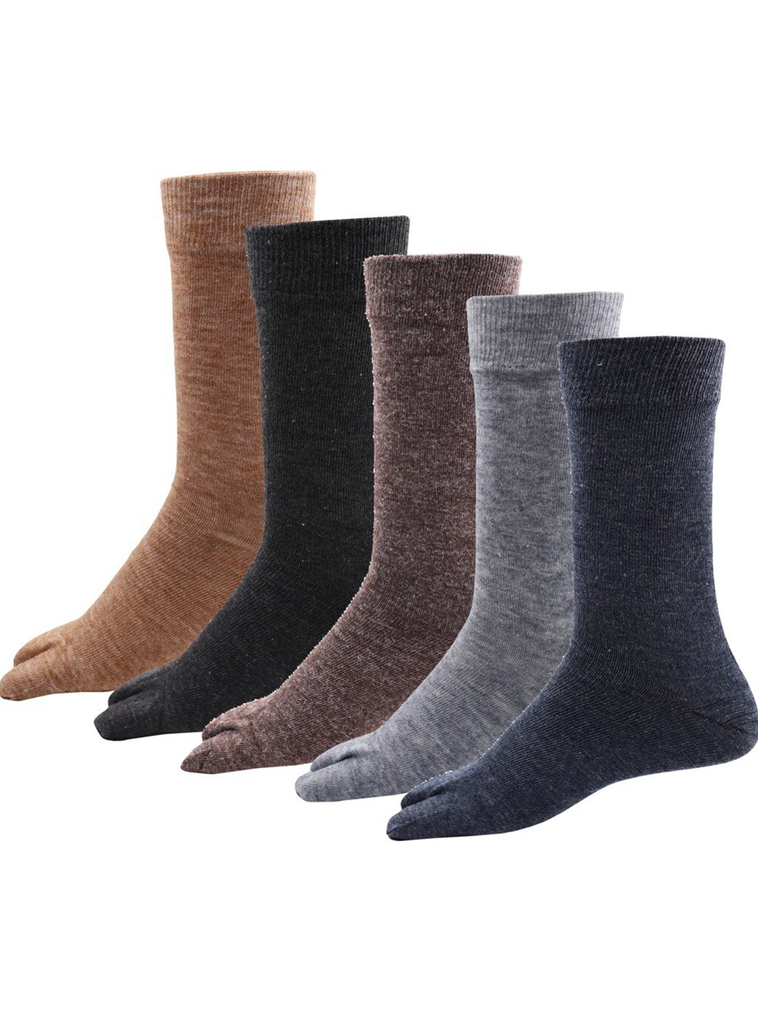 

RC. ROYAL CLASS Women Pack Of 5 Solid Calf-Length Socks, Brown