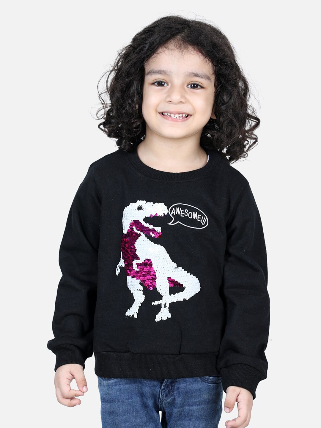 

BownBee Boys Black Printed Fleece Sweatshirt