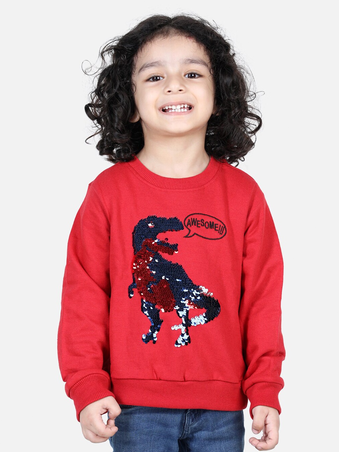 

BownBee Boys Red Printed Fleece Sweatshirt