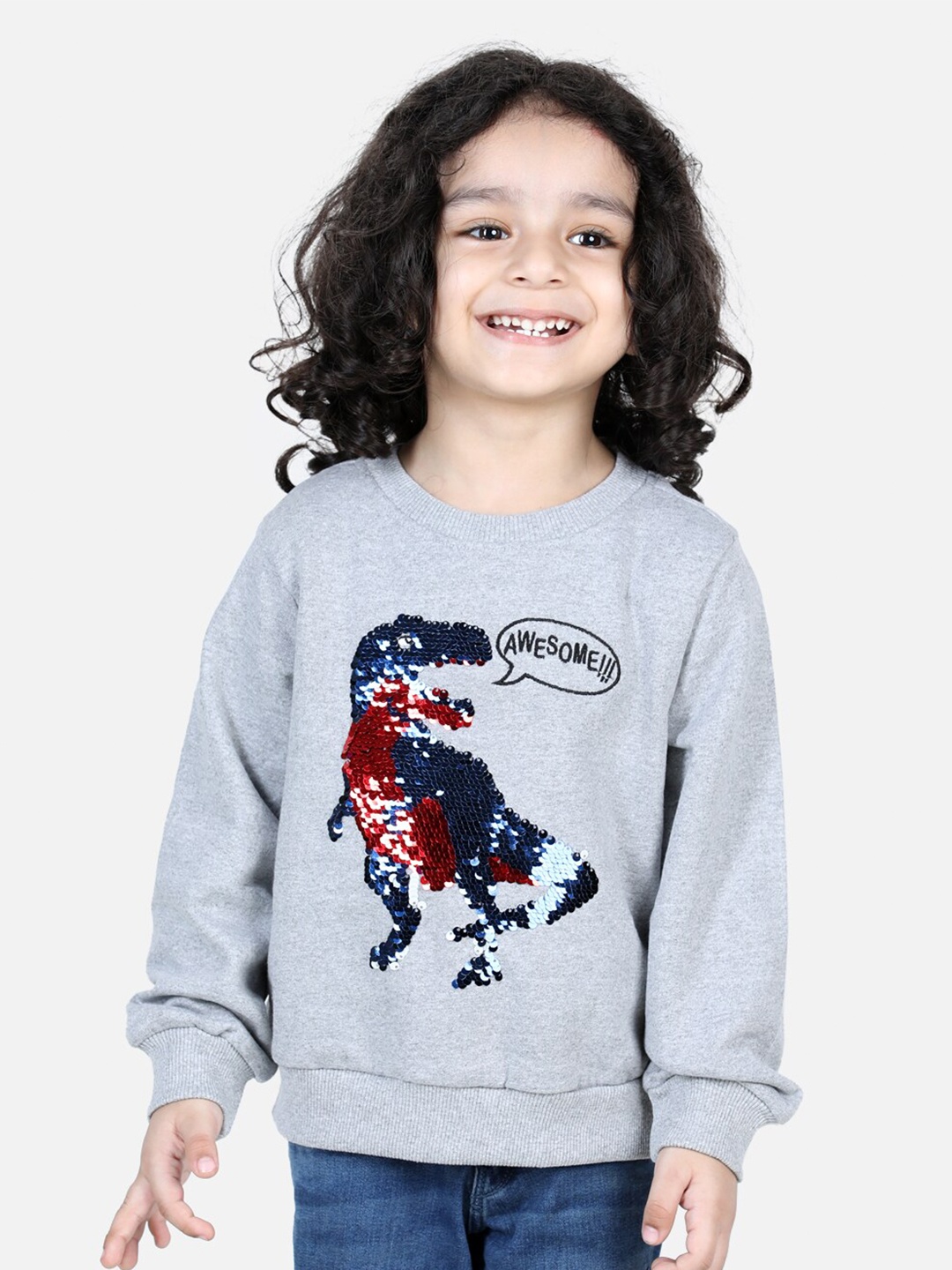 

BownBee Boys Grey Printed Fleece Sweatshirt