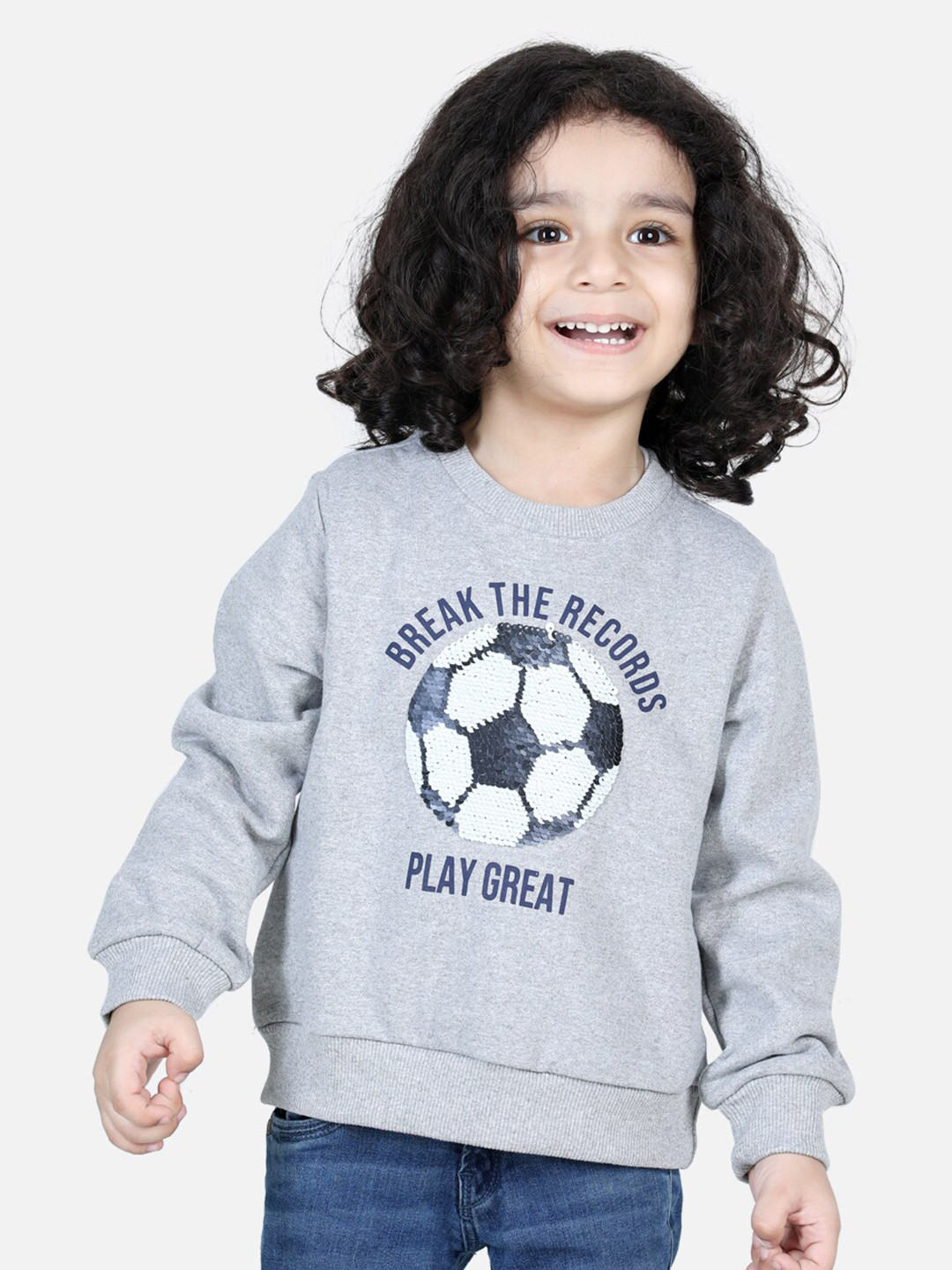 

BownBee Boys Grey Printed Fleece Sweatshirt