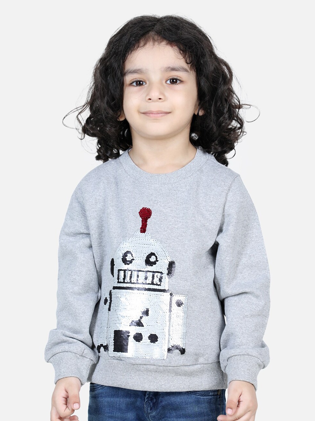 

BownBee Boys Grey Printed Fleece Sweatshirt