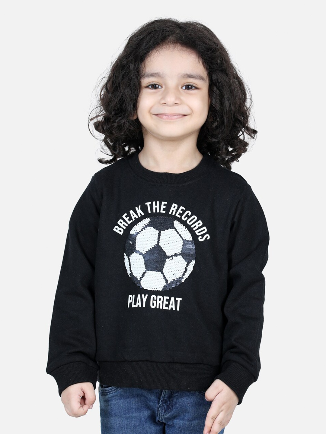 

BownBee Boys Black Printed Fleece Sweatshirt