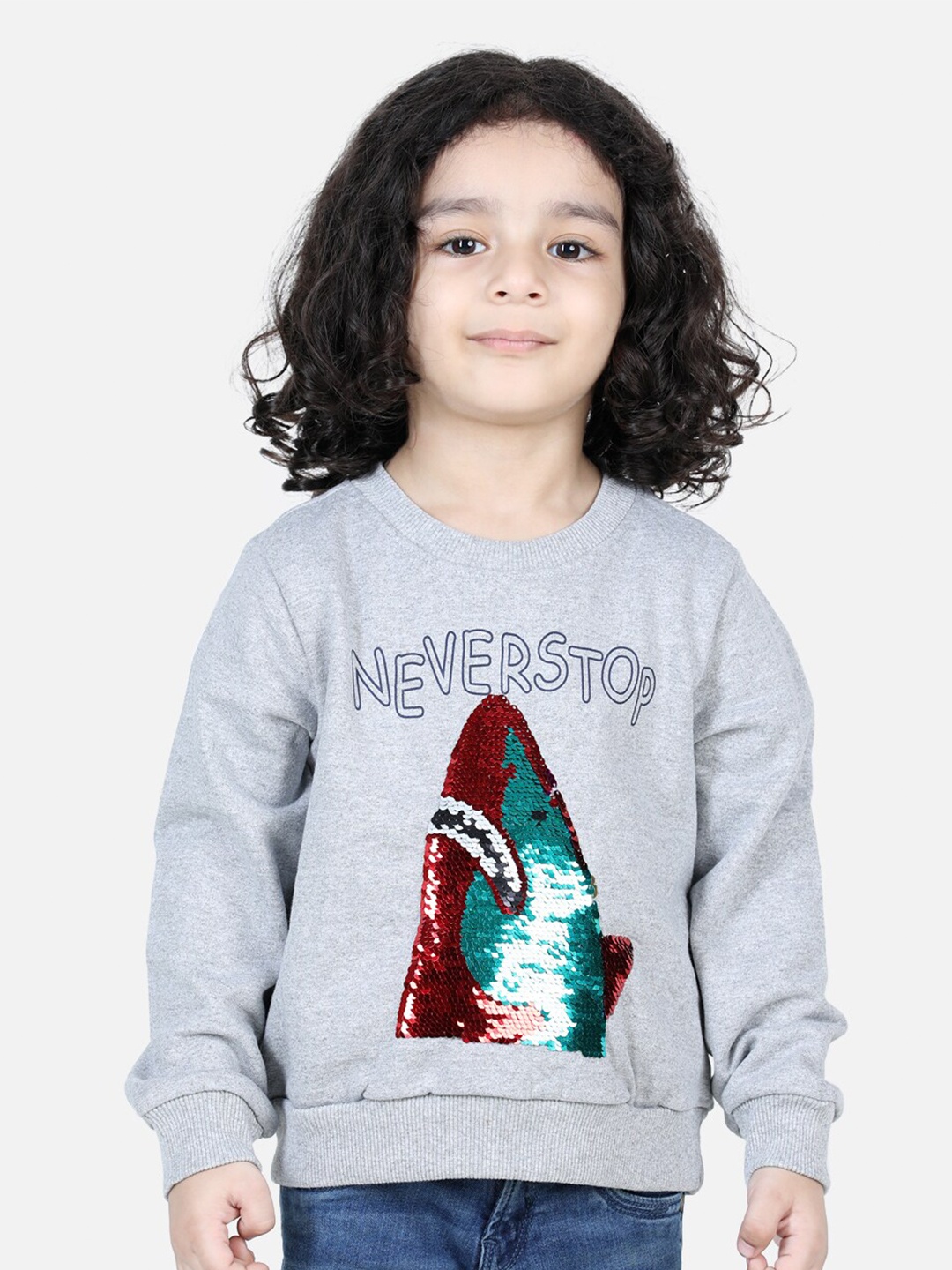 

BownBee Boys Grey Printed Fleece Sweatshirt