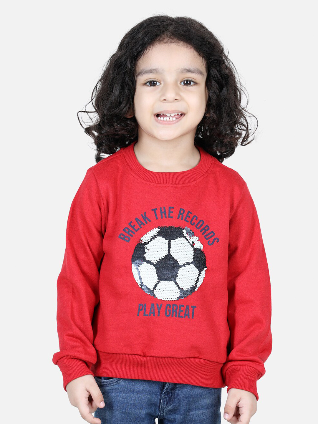 

BownBee Boys Red Printed Fleece Sweatshirt