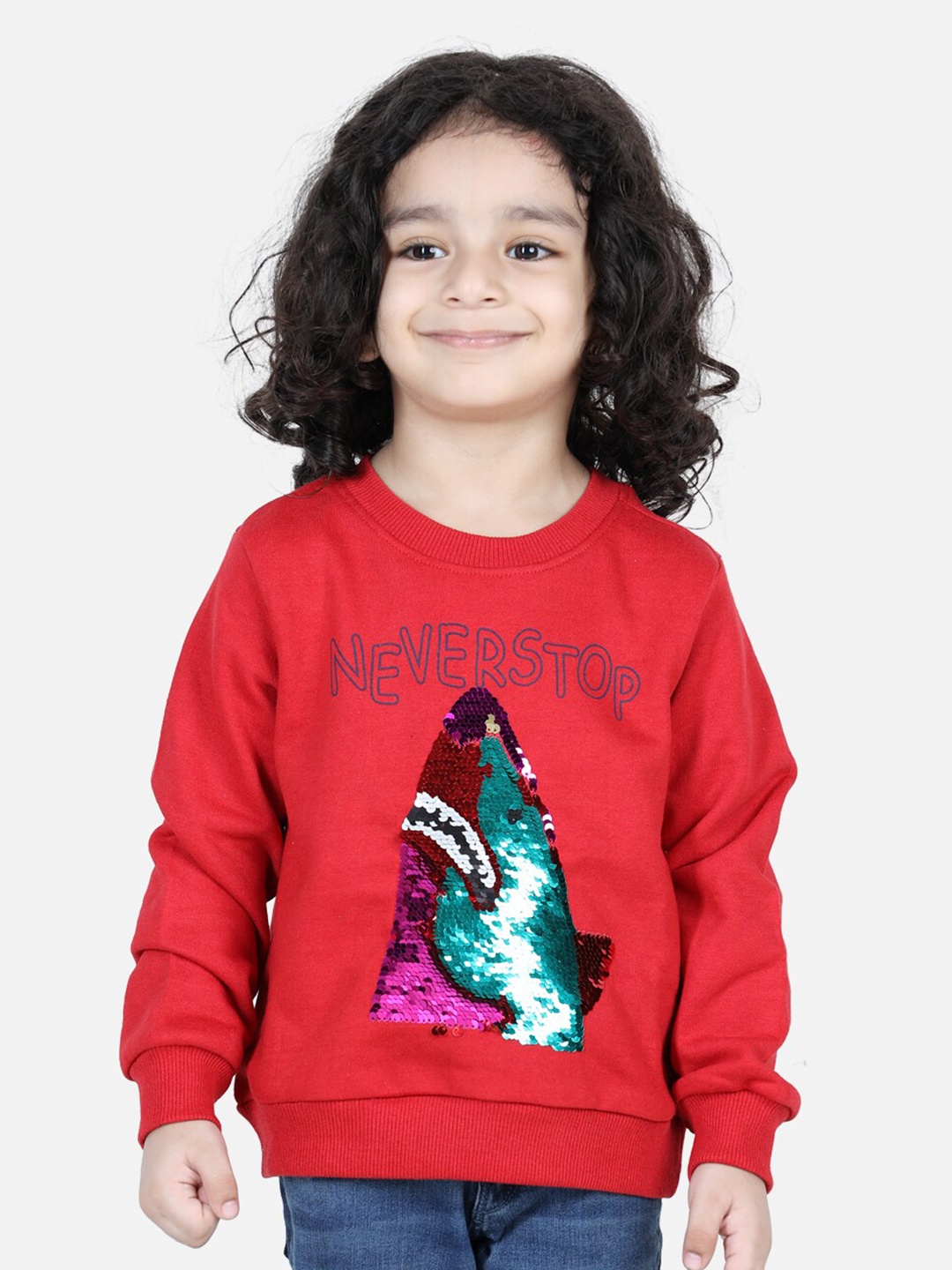 

BownBee Boys Red Printed Fleece Sweatshirt