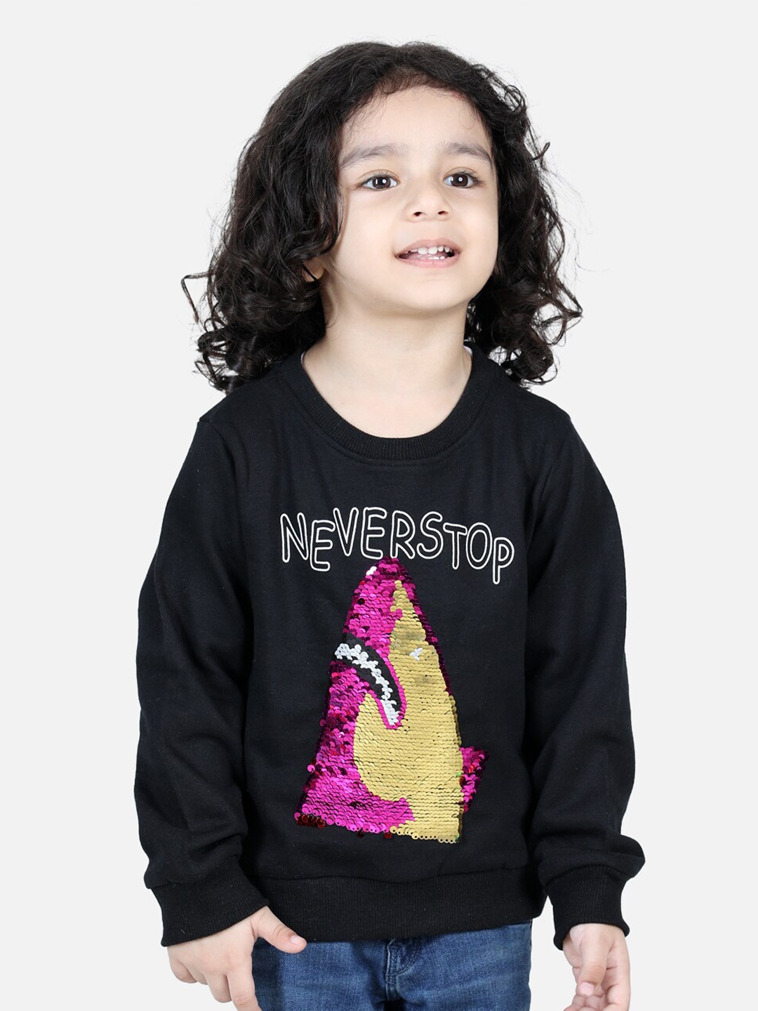 

BownBee Boys Black Printed Fleece Sweatshirt