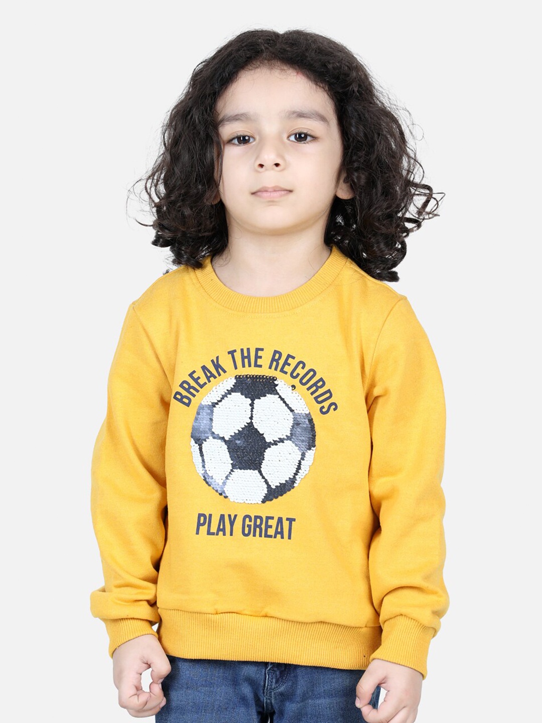 

BownBee Boys Yellow Printed Fleece Sweatshirt