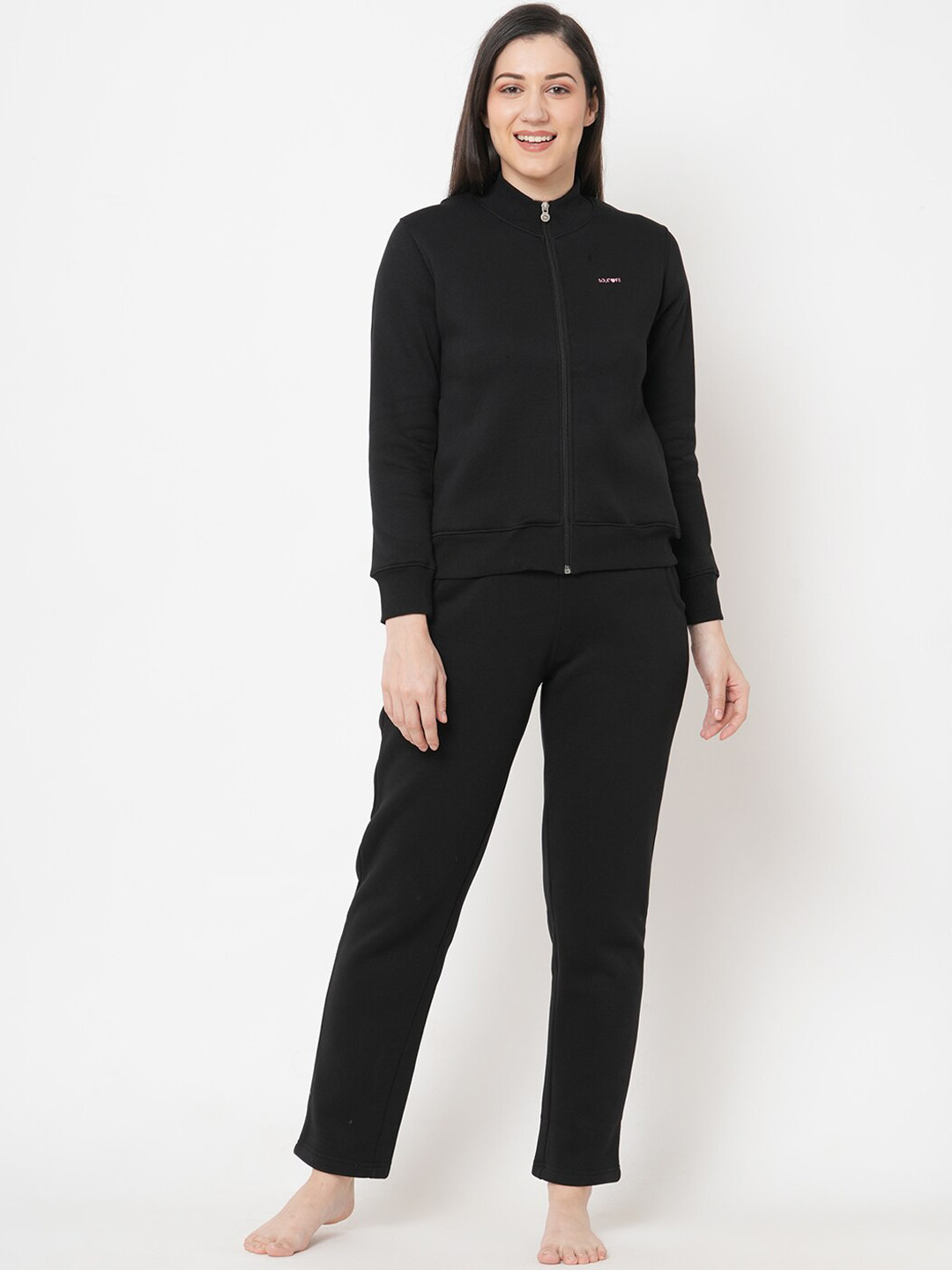 

Sweet Dreams Women Black Solid Tracksuit