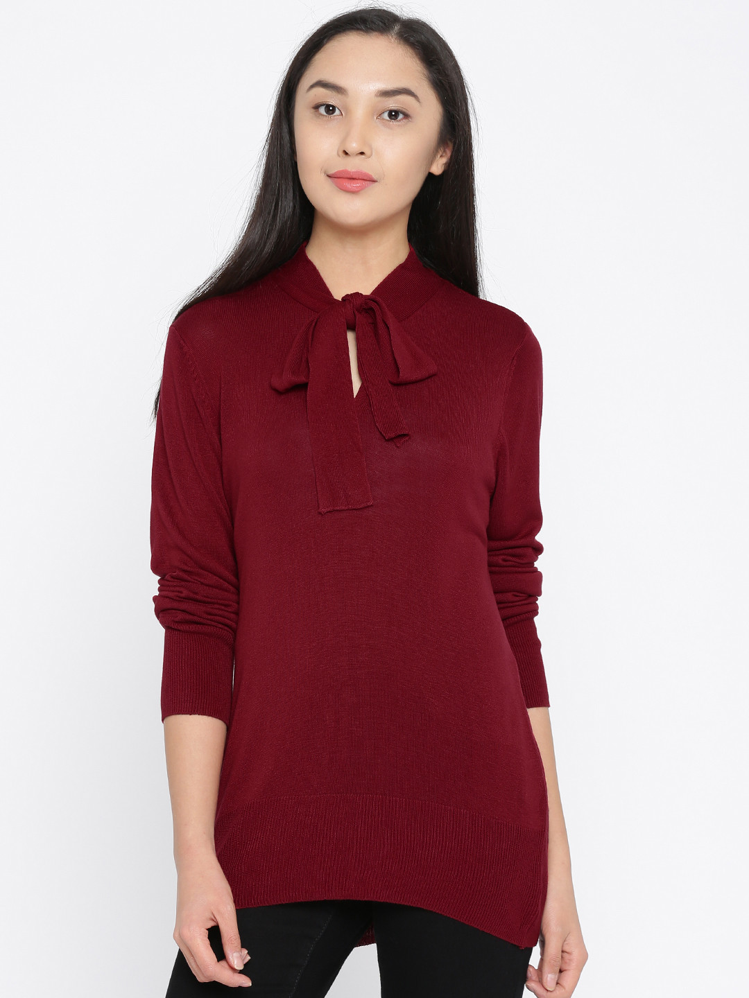 

Annabelle by Pantaloons Women Maroon Solid Sweater