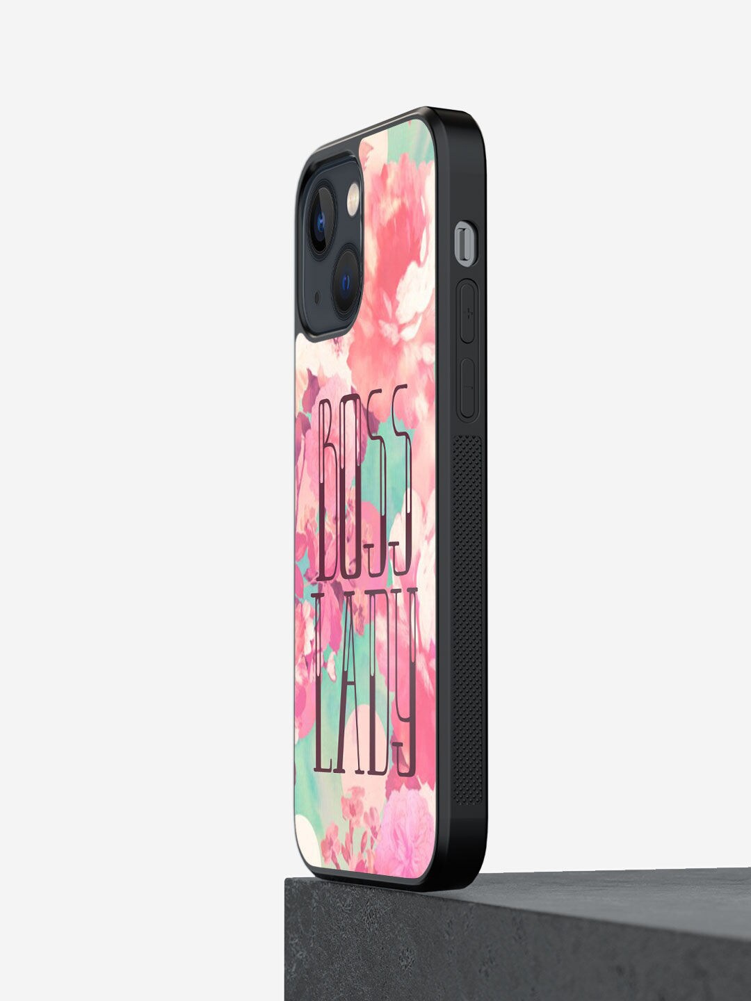 

macmerise Pink & Black Typography Printed iPhone 13 Bumper Case