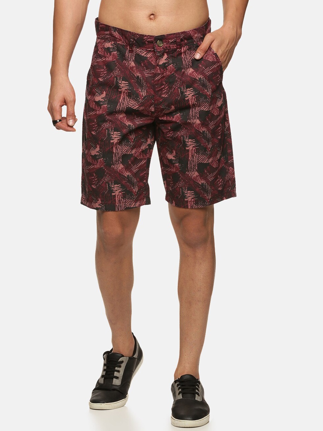 

Old Grey Men Maroon Printed Cotton Shorts