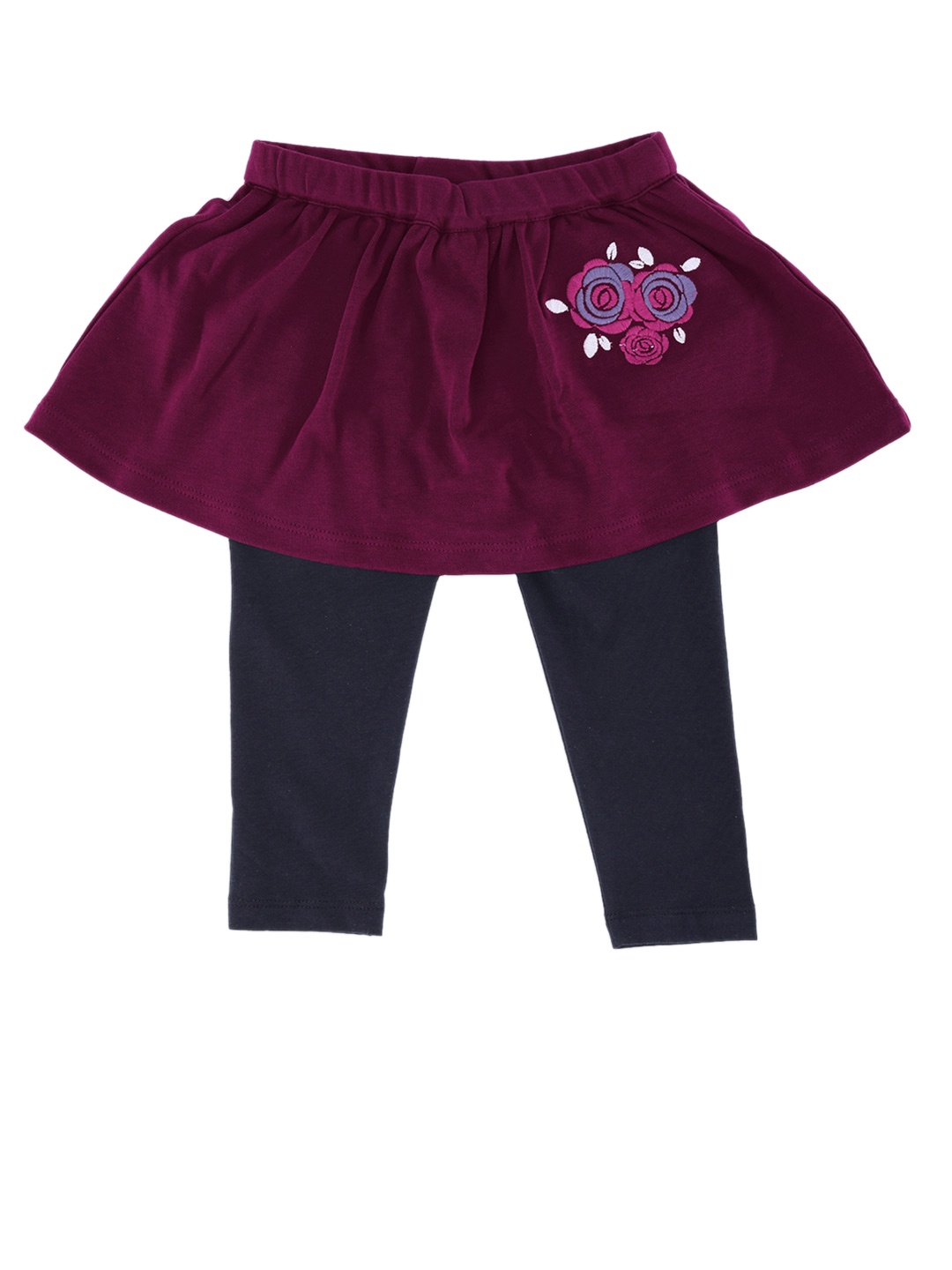 

Chirpie Pie by Pantaloons Girls Magenta & Navy Blue Skirts with Leggings