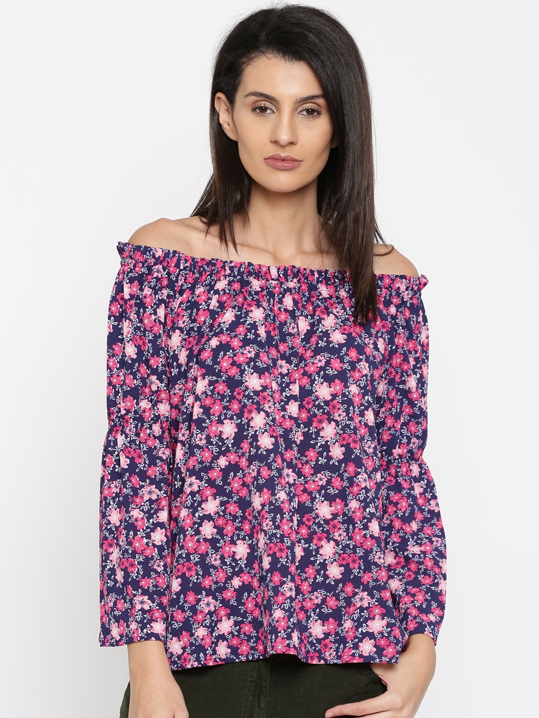

Honey by Pantaloons Women Pink Floral Print Bardot Top