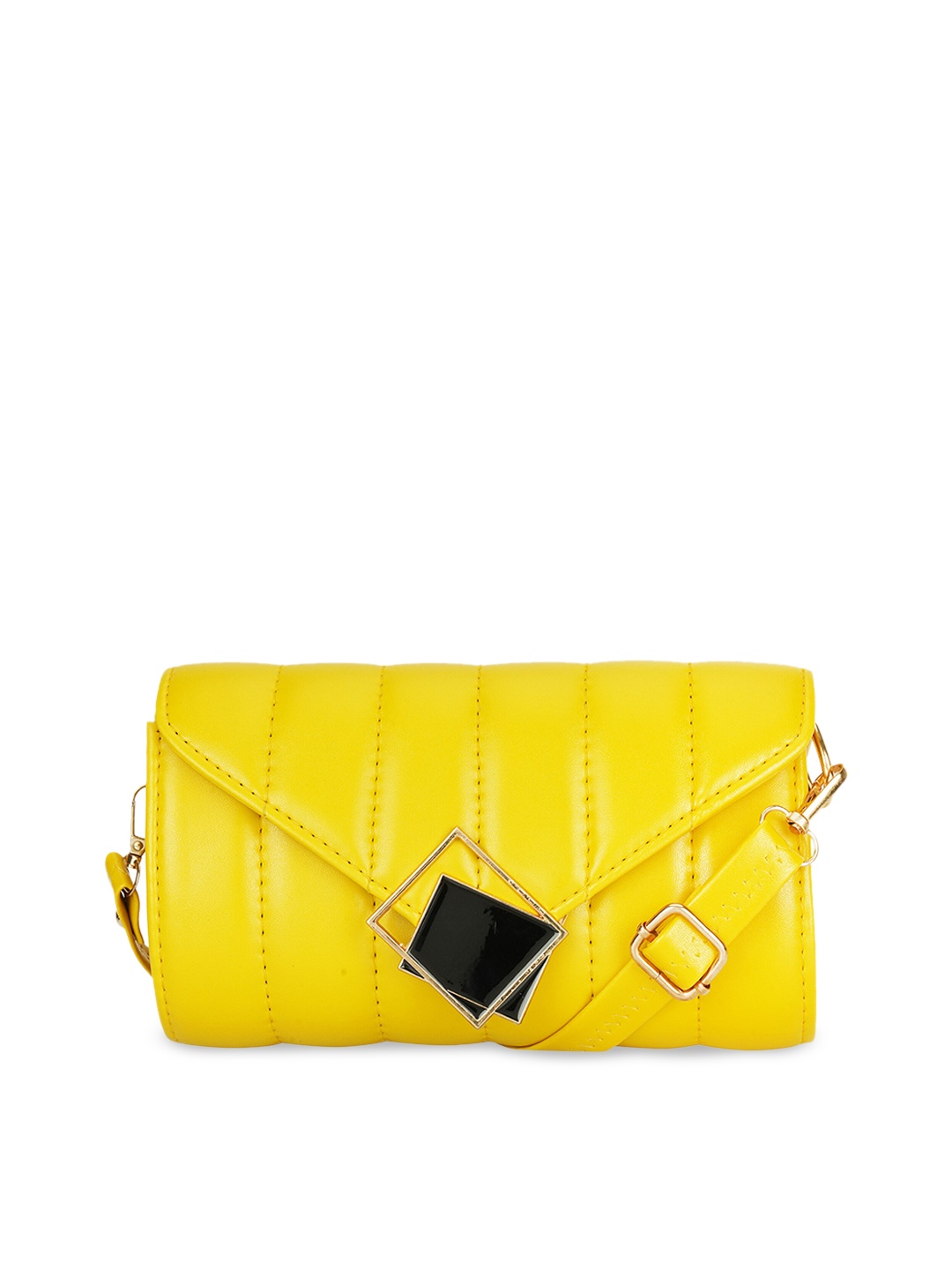 

Athena Yellow Textured Shopper Sling Bag with Quilted