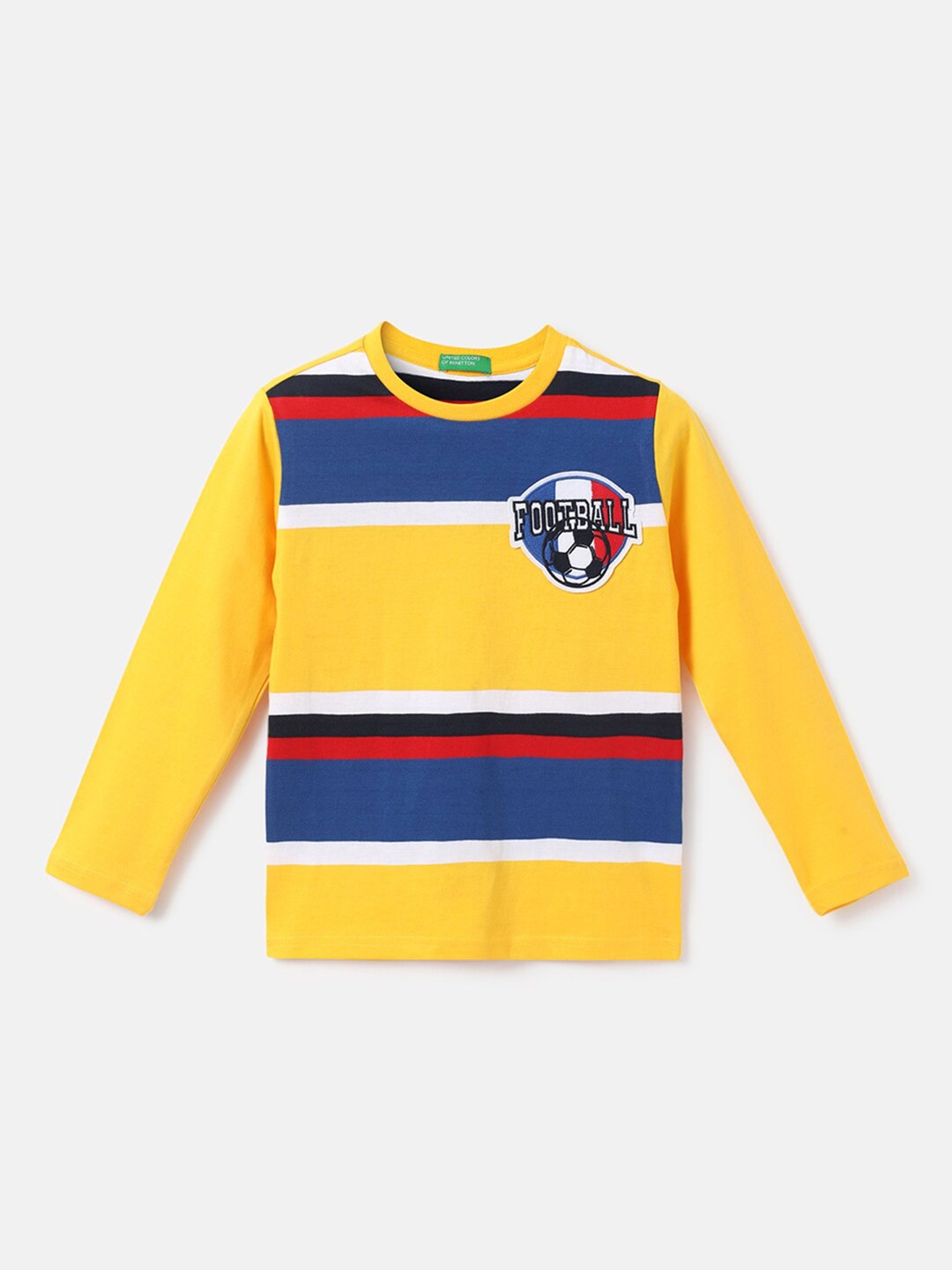 

United Colors of Benetton Boys Yellow & Blue Striped T-shirt