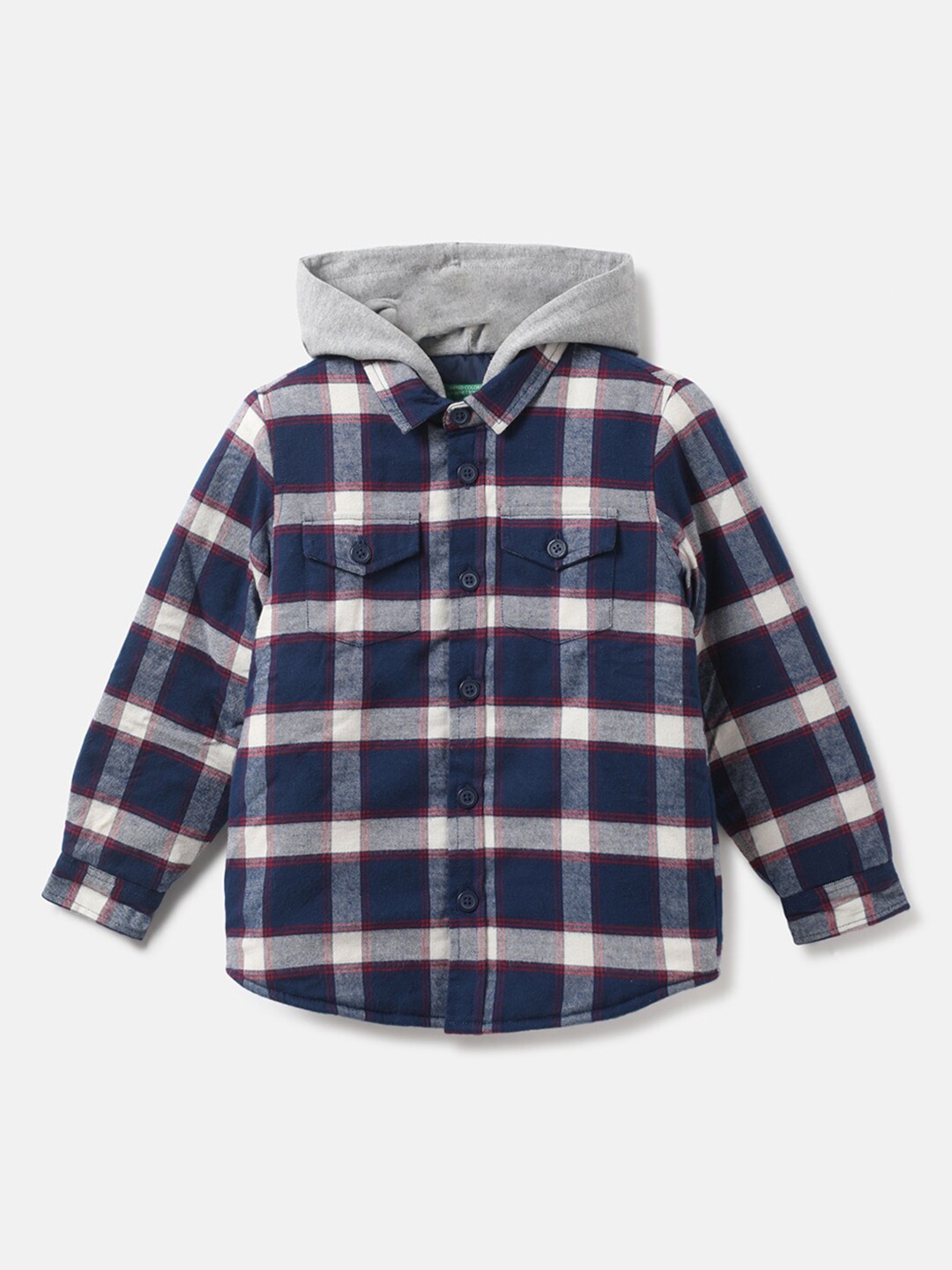 

United Colors of Benetton Boys Navy Blue Checked Casual Shirt