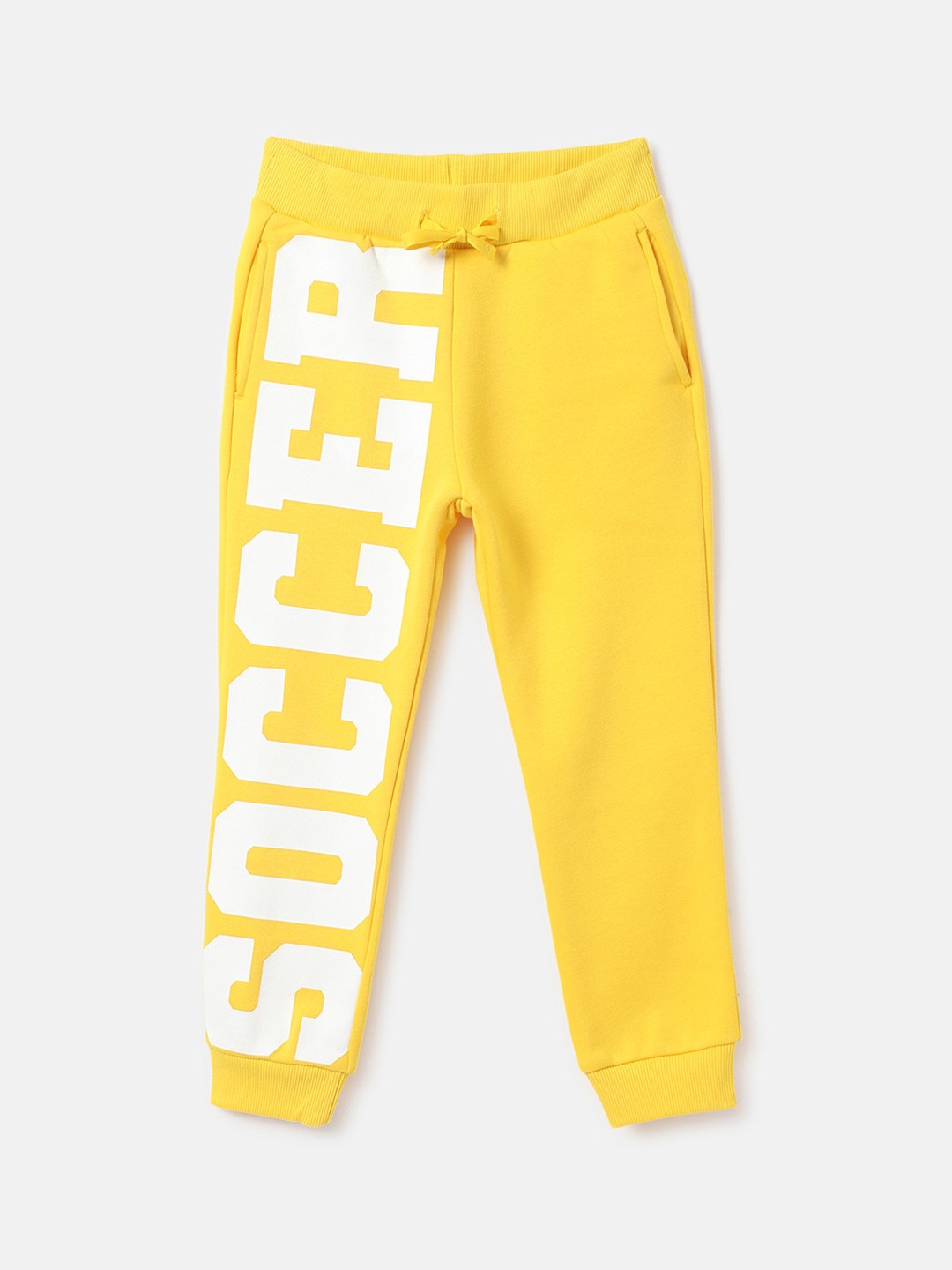 

United Colors of Benetton Boys Yellow Typography Cotton Jogger