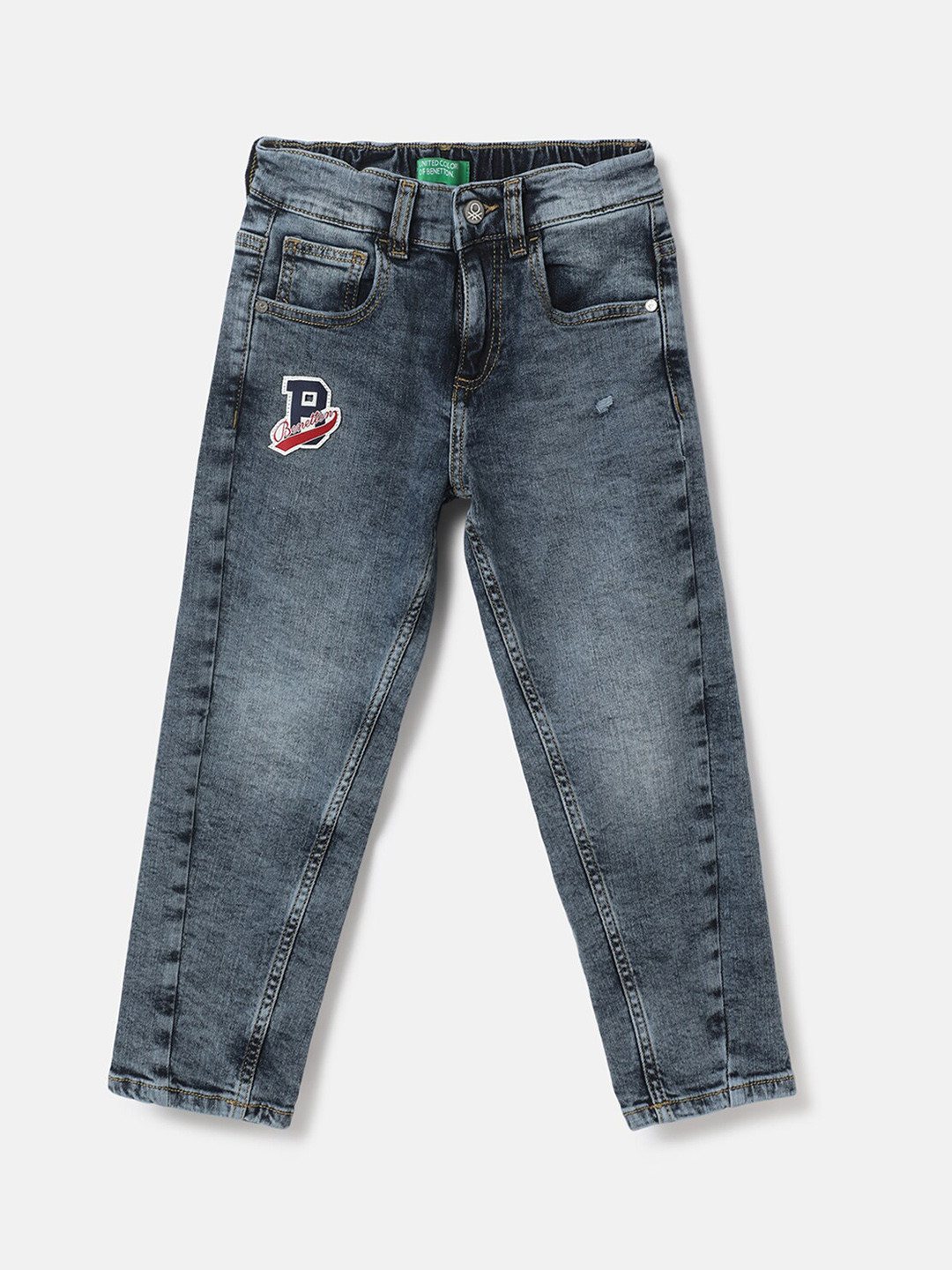 

United Colors of Benetton Boys Blue Cotton Light Fade Jeans