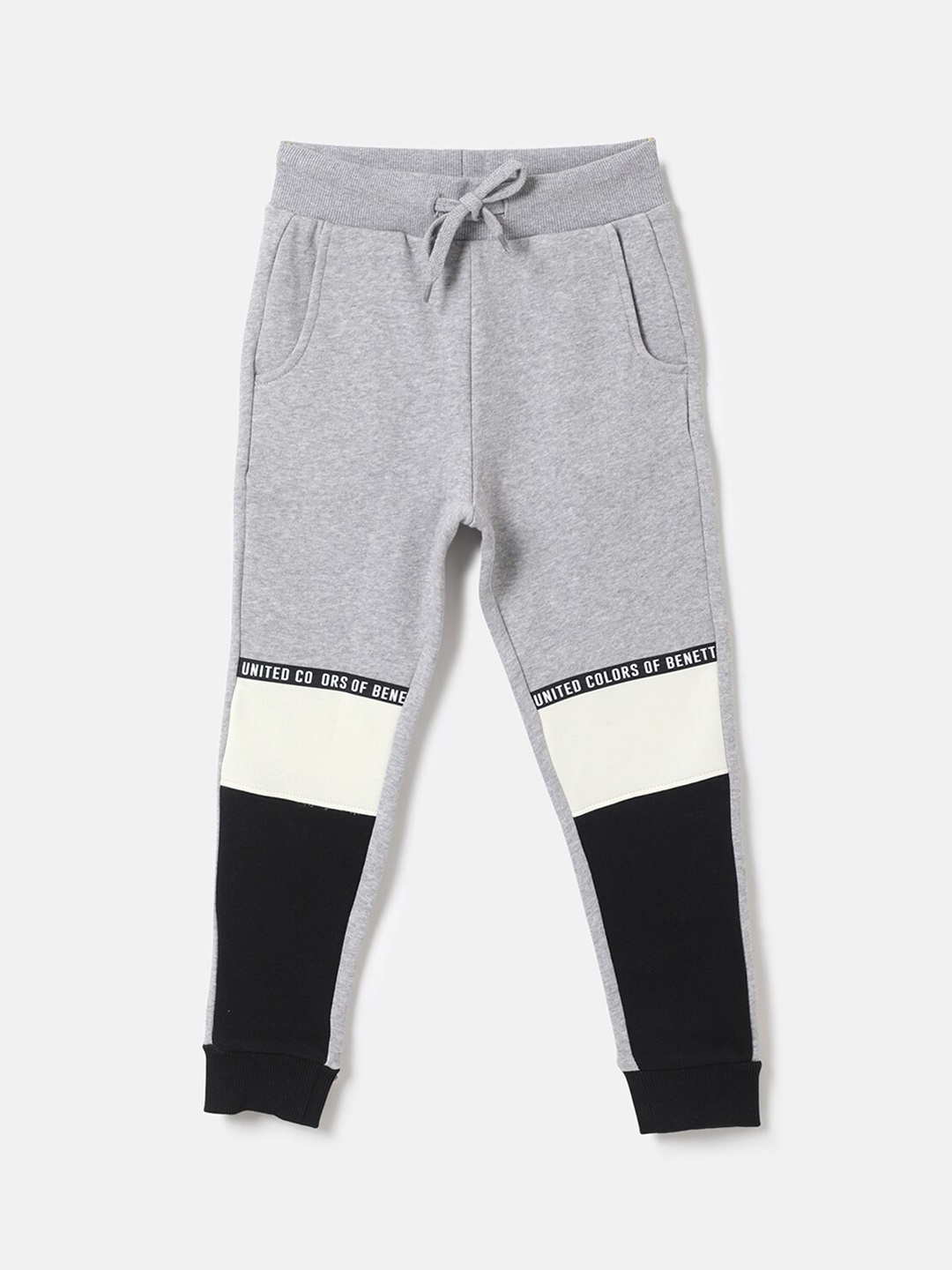 

United Colors of Benetton Boys Grey & Black Colorblock Track Pants