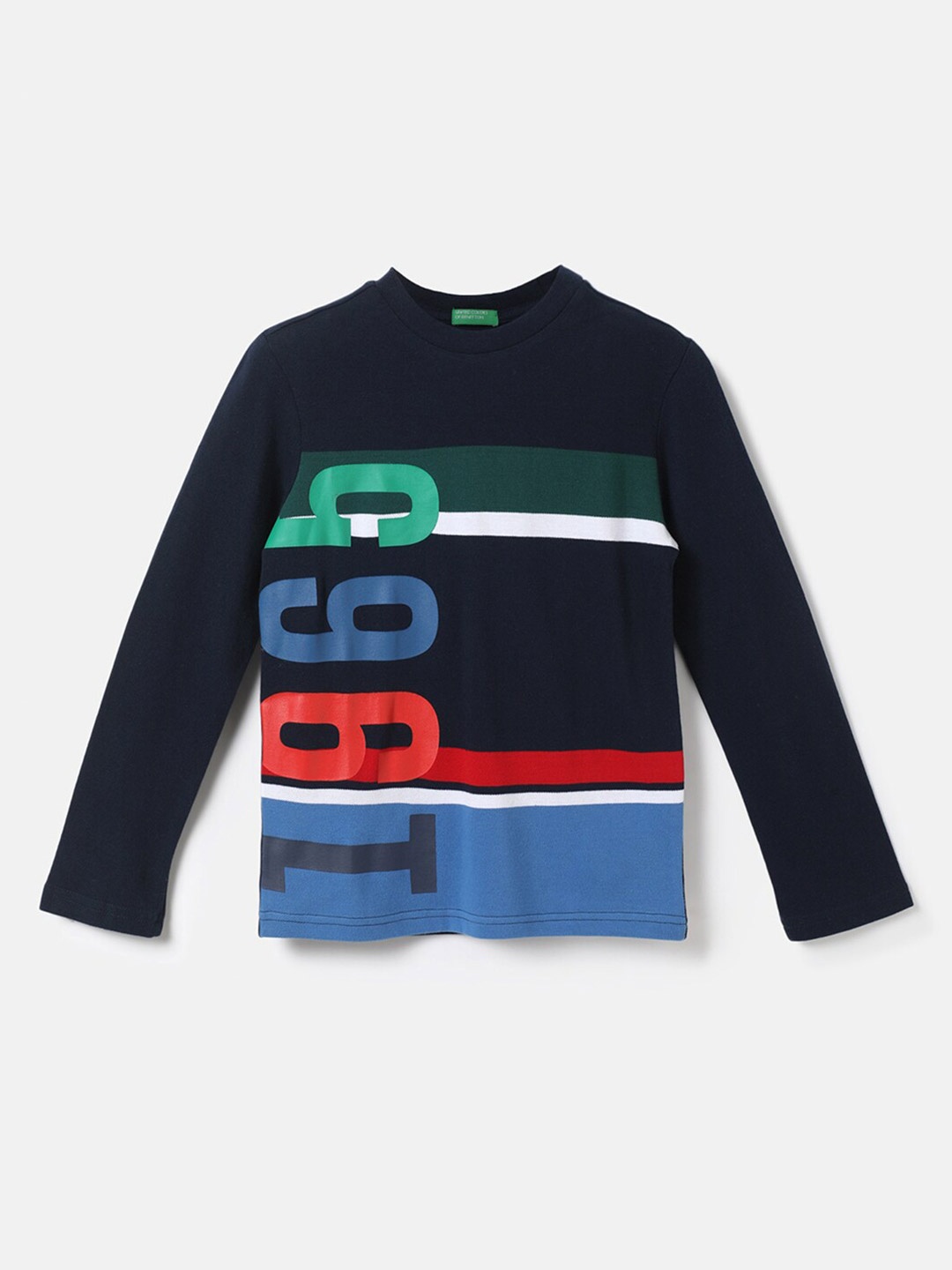 

United Colors of Benetton Boys Navy Blue Printed T-shirt