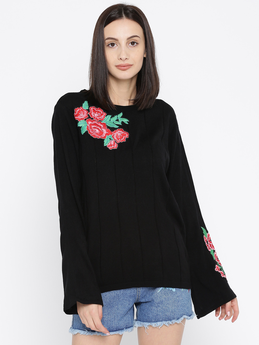 

Annabelle by Pantaloons Women Black Striped Pullover