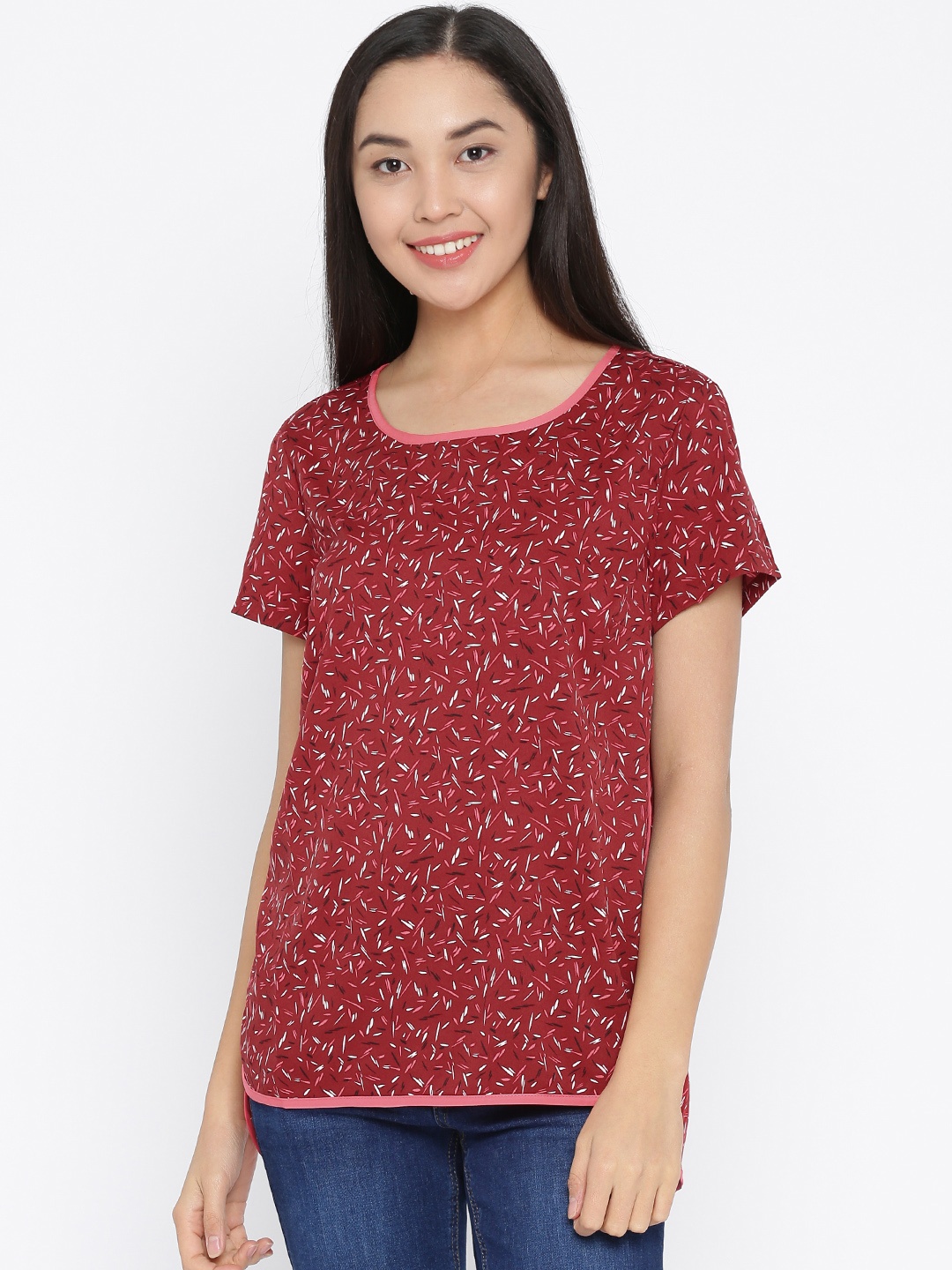 

Annabelle by Pantaloons Women Maroon Printed Top