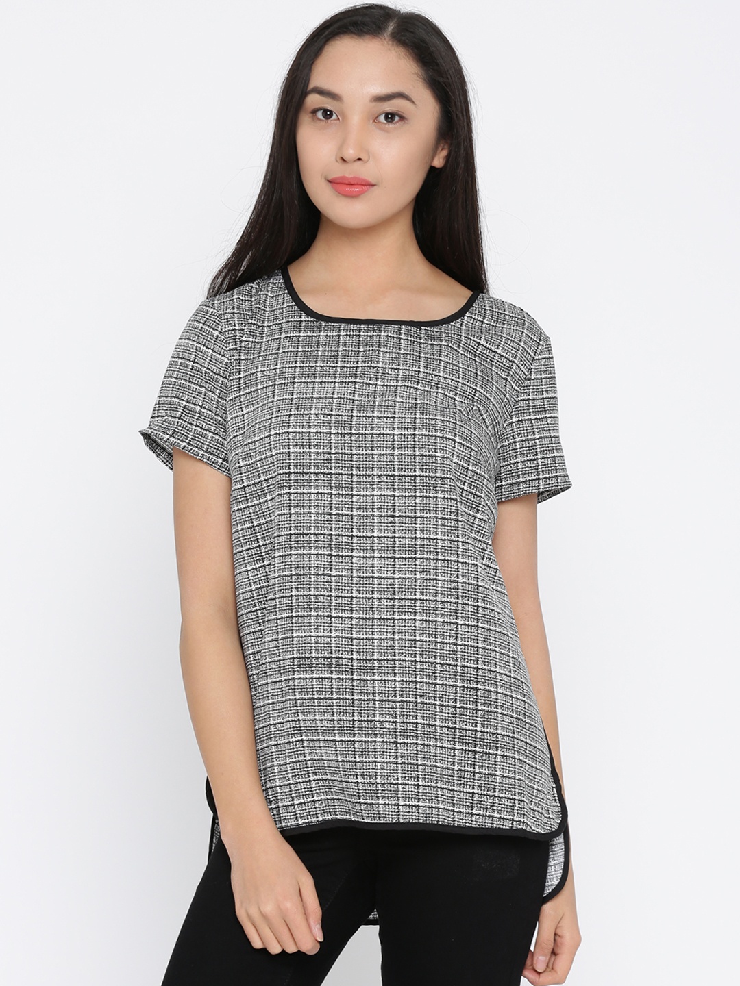 

Annabelle by Pantaloons Women White & Black Checked Top