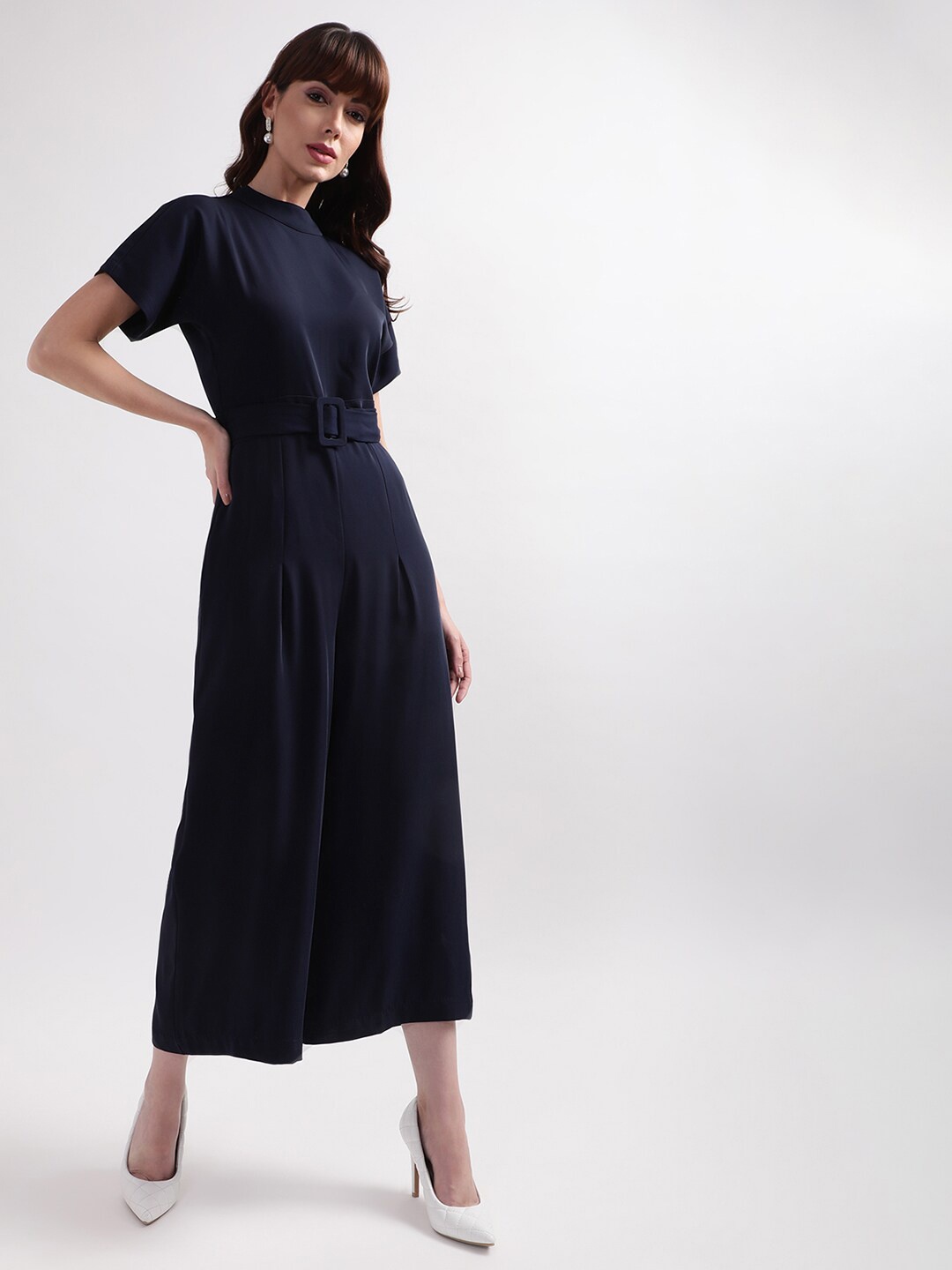 

CENTRESTAGE Blue High Neck Basic Jumpsuit