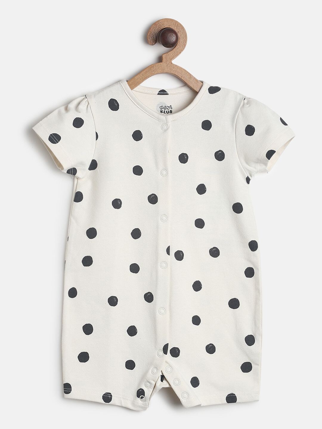 

MINI KLUB Girls Polka Dots Printed Rompers, Off white