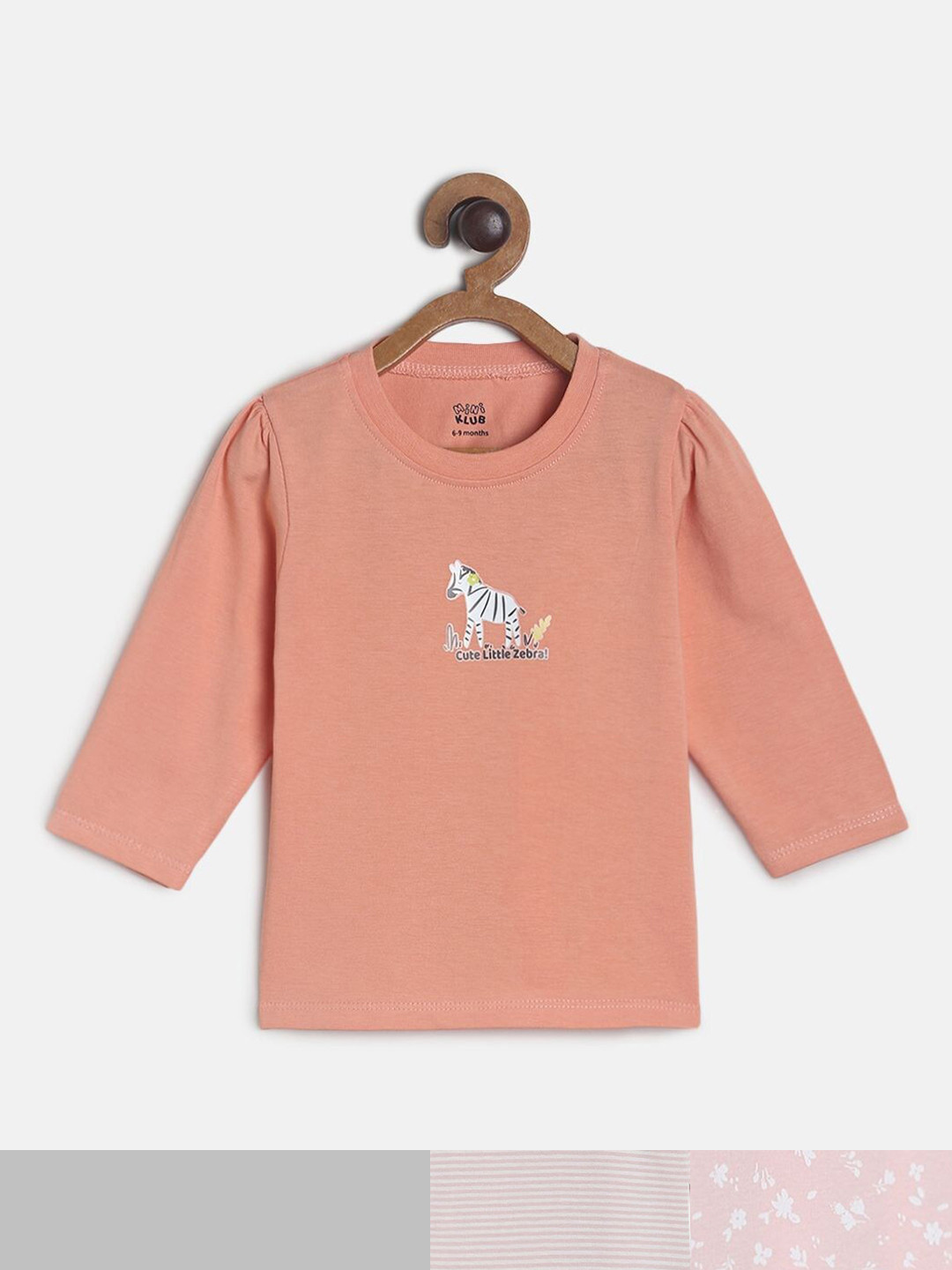 

MINI KLUB Girls Pack of 3 Grey Striped Cotton Top