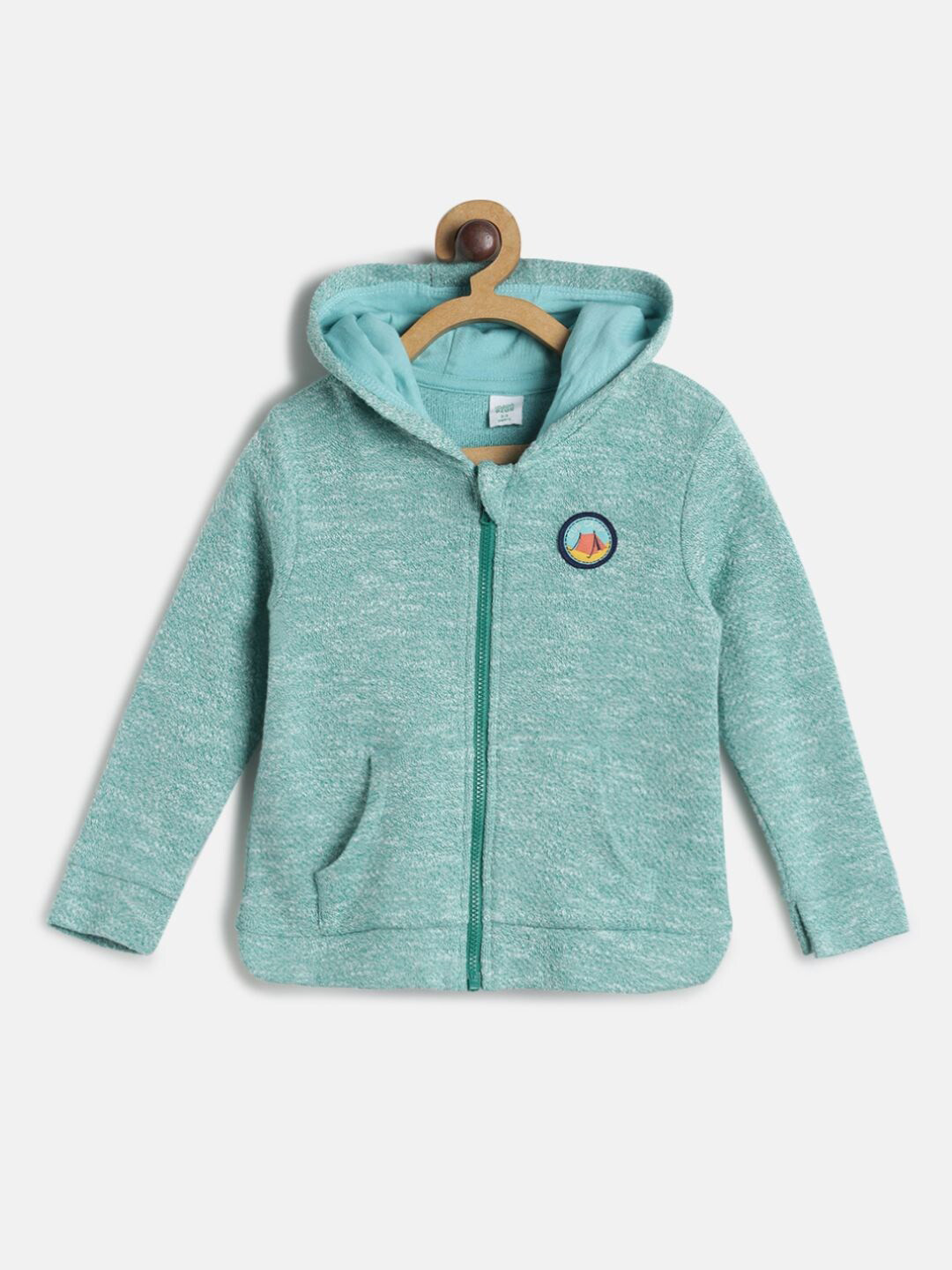 

MINI KLUB Boys Green Lightweight Open Front Pure Cotton Jacket