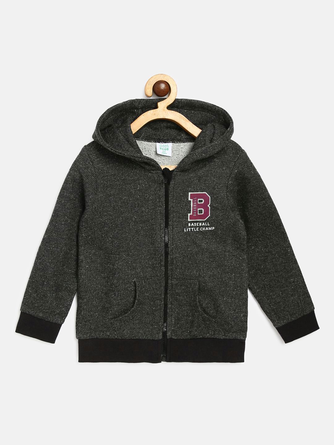 

MINI KLUB Boys Black White Lightweight Open Front Pure Cotton Jacket