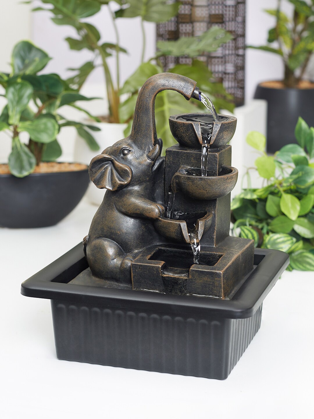 

HomeTown Brown Impression Polyresin Elephant Water Fountain