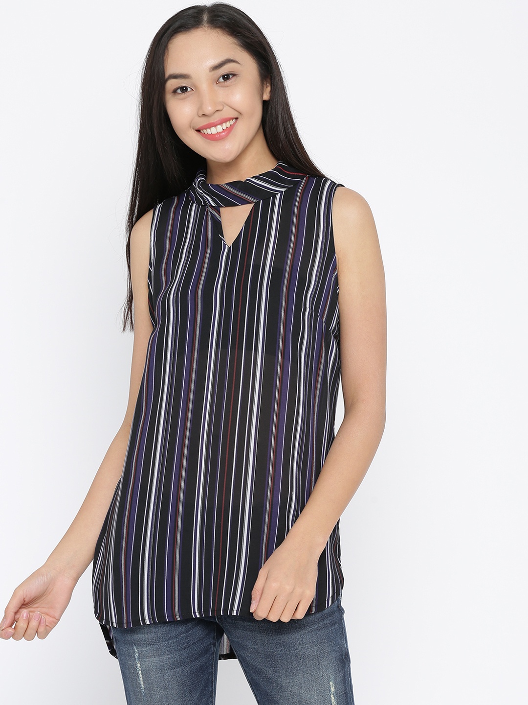 

Annabelle by Pantaloons Women Navy Blue Striped Top