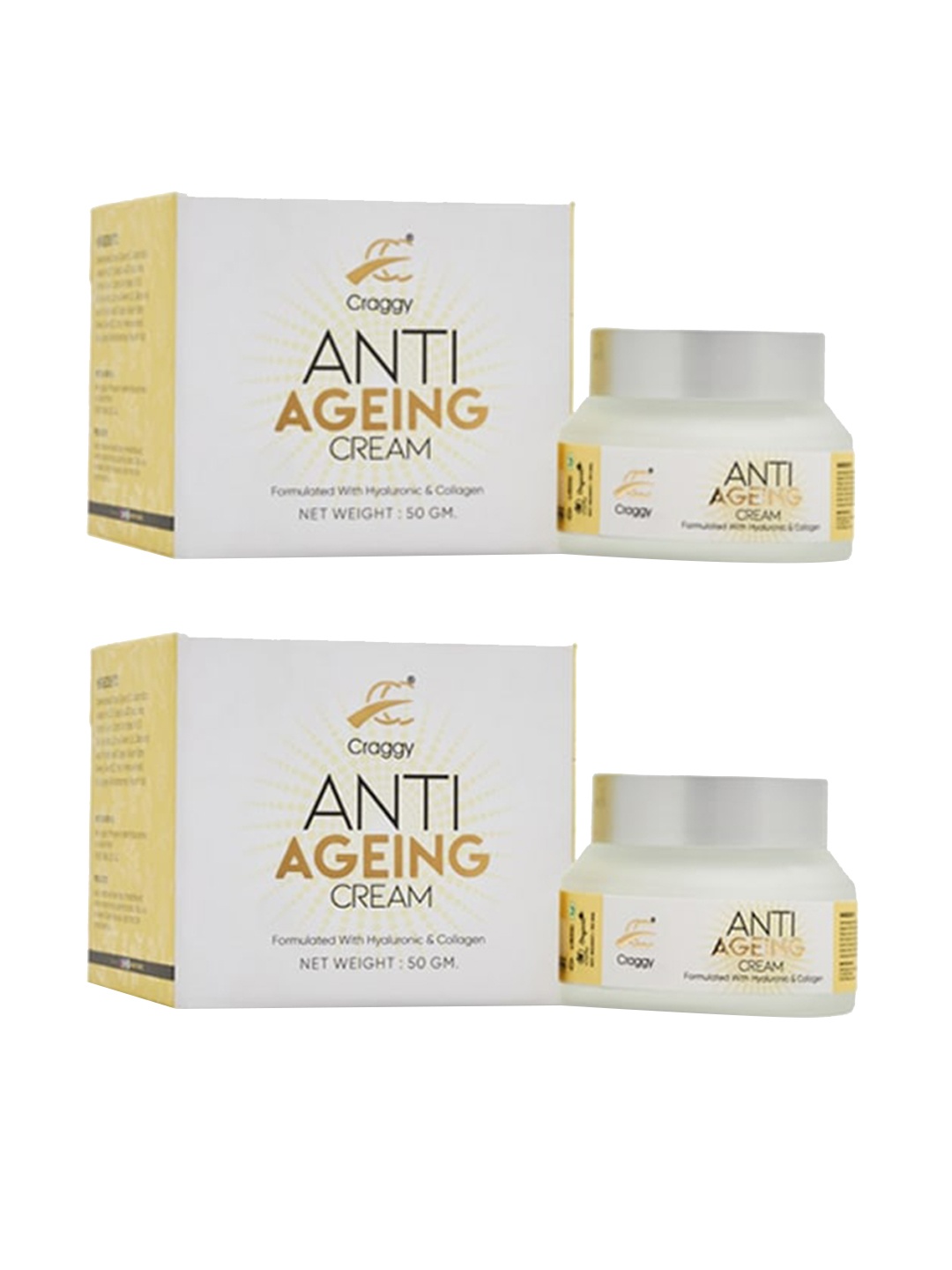 

Craggy Cosmetic Set Of 2 Anti Ageing Cream 100ml, White
