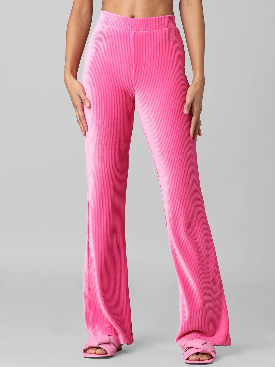 

ONLY Women Pink Solid High-Rise Trousers