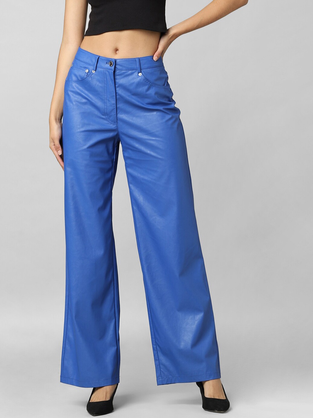 

ONLY Women Blue Flared High-Rise Trousers