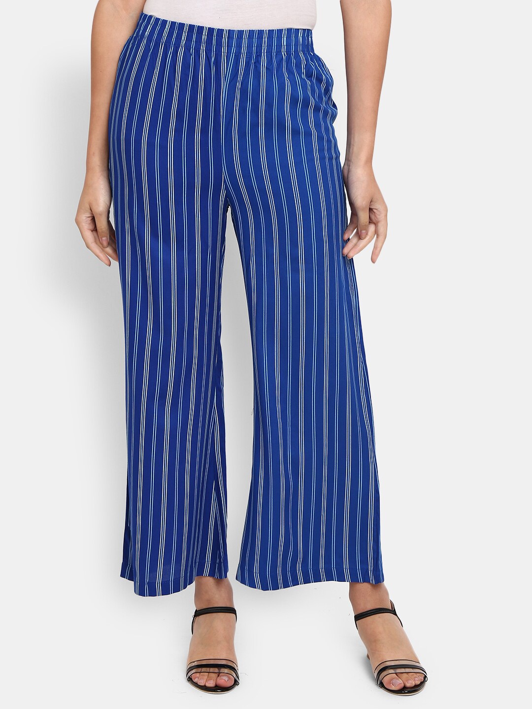 

V-Mart Women Blue & White Striped Ethnic Palazzos