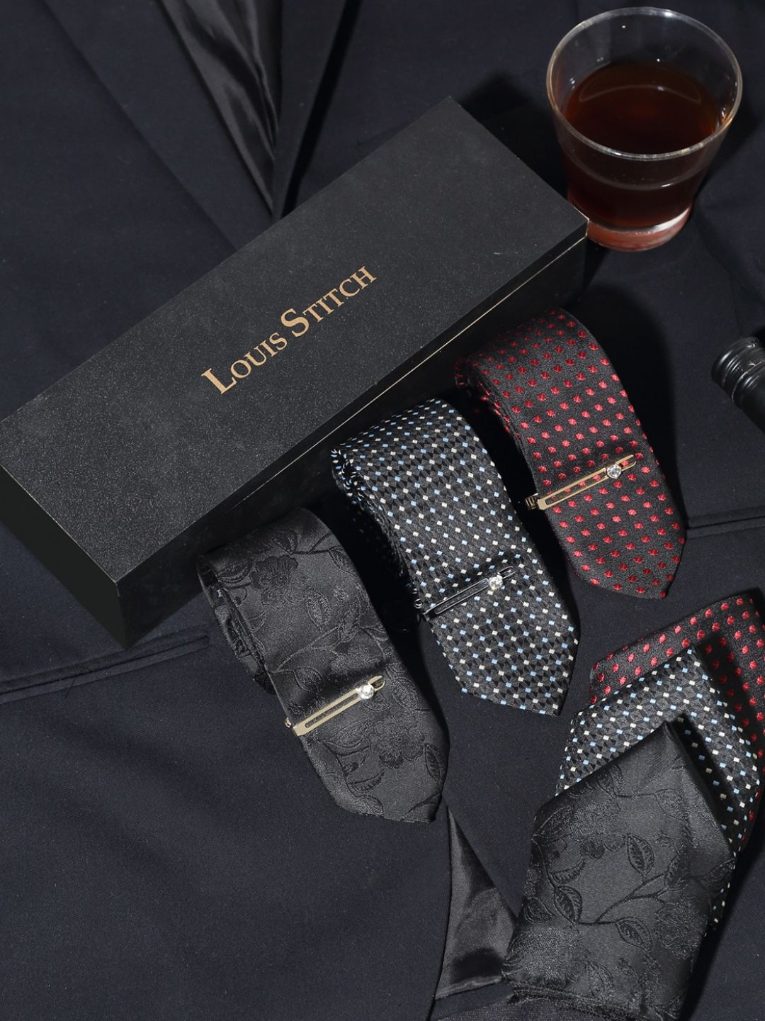 

LOUIS STITCH Men Pack of 3 Accessory Gift Set, Red