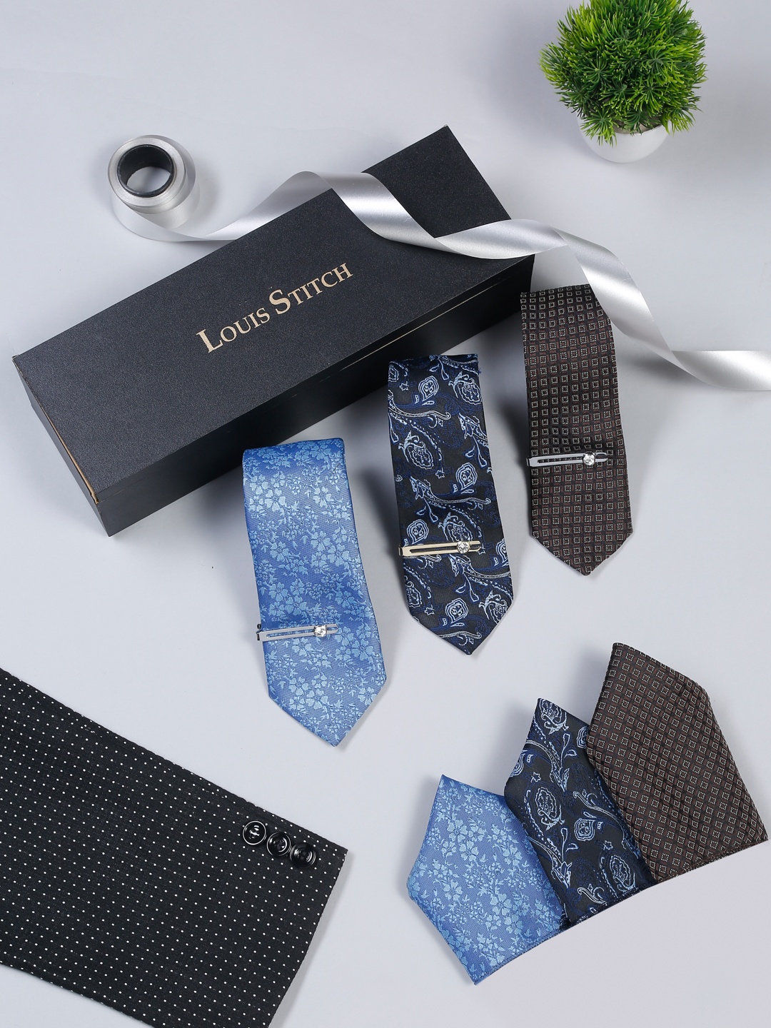 

LOUIS STITCH Men Pack Of 3 Printed Accessory Gift Set, Brown
